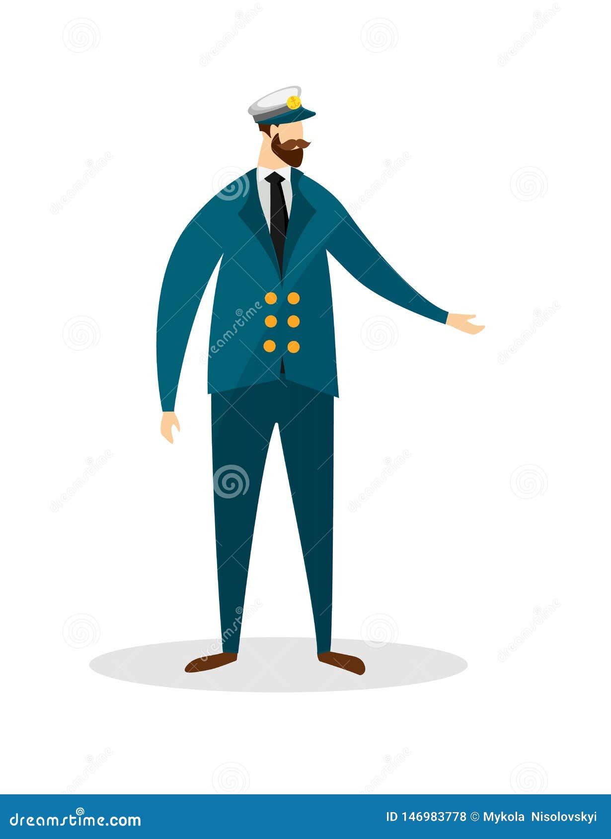 Wallpaper #0jEXNpMB5zzyi_yYPFik188 Full Height Portrait of Young Bearded Sea Captain Stock Vector