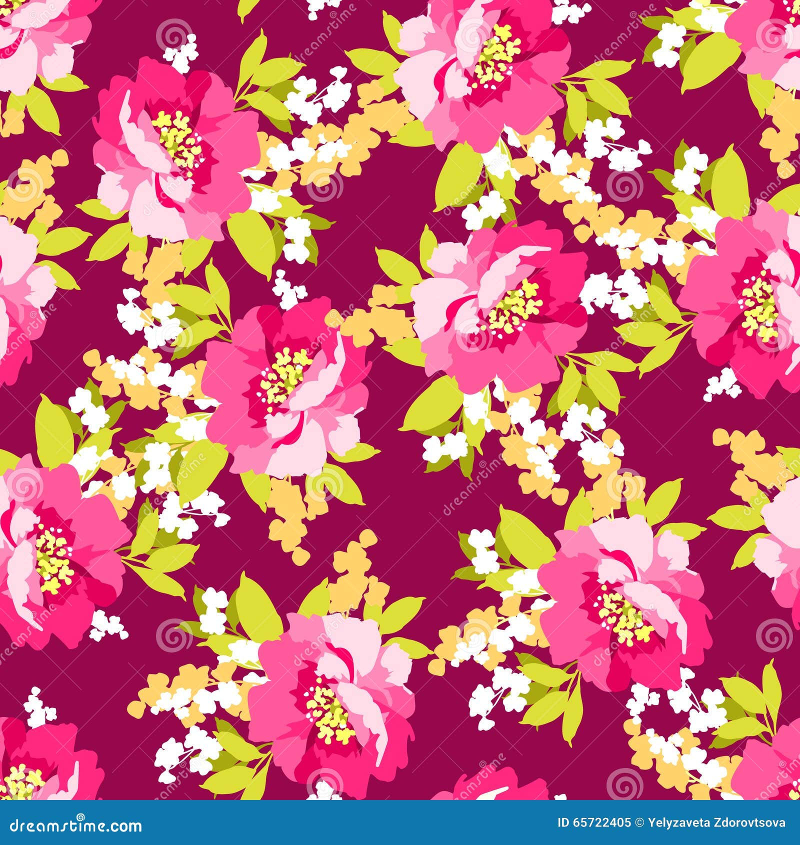 Wallpaper #4GdP9JIBSpphPi3-k3mn135 Floral Seamless Pattern with Pink Flowers Stock Vector Illustration