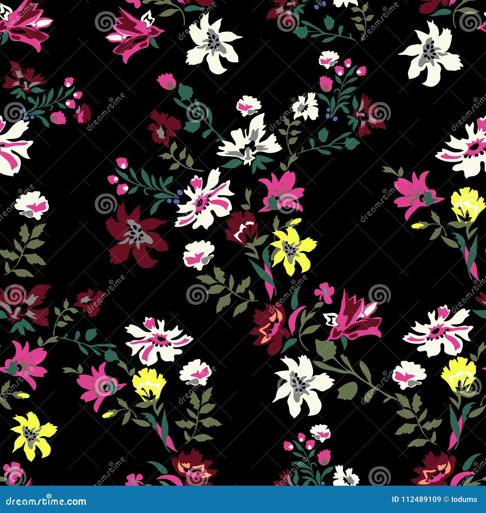 Wallpaper #4B2MLZMBlOZrFDOkv9C4150 Floral Seamless Pattern with Flowers Vector Motifs for Fabric Print