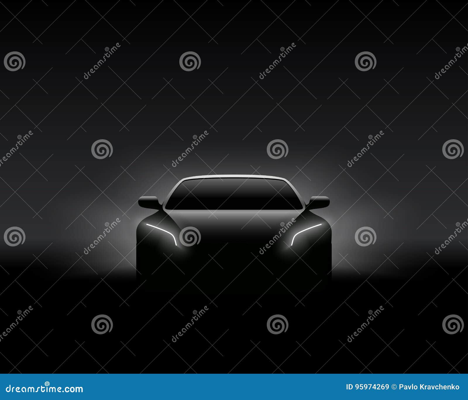Wallpaper #QWd37pIBSpphPi3-ql0r89 Front View Dark Concept Car Schattenbild Realistische Vektorabbildung