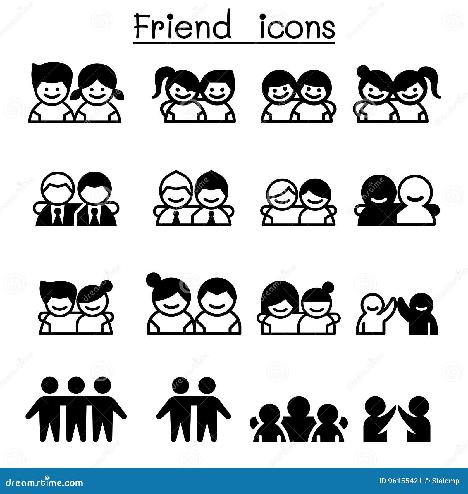 Wallpaper #2Gca7JIBSpphPi3-RFAI171 Friendship Friend Icon Set in Thin Line Style Stock Vector