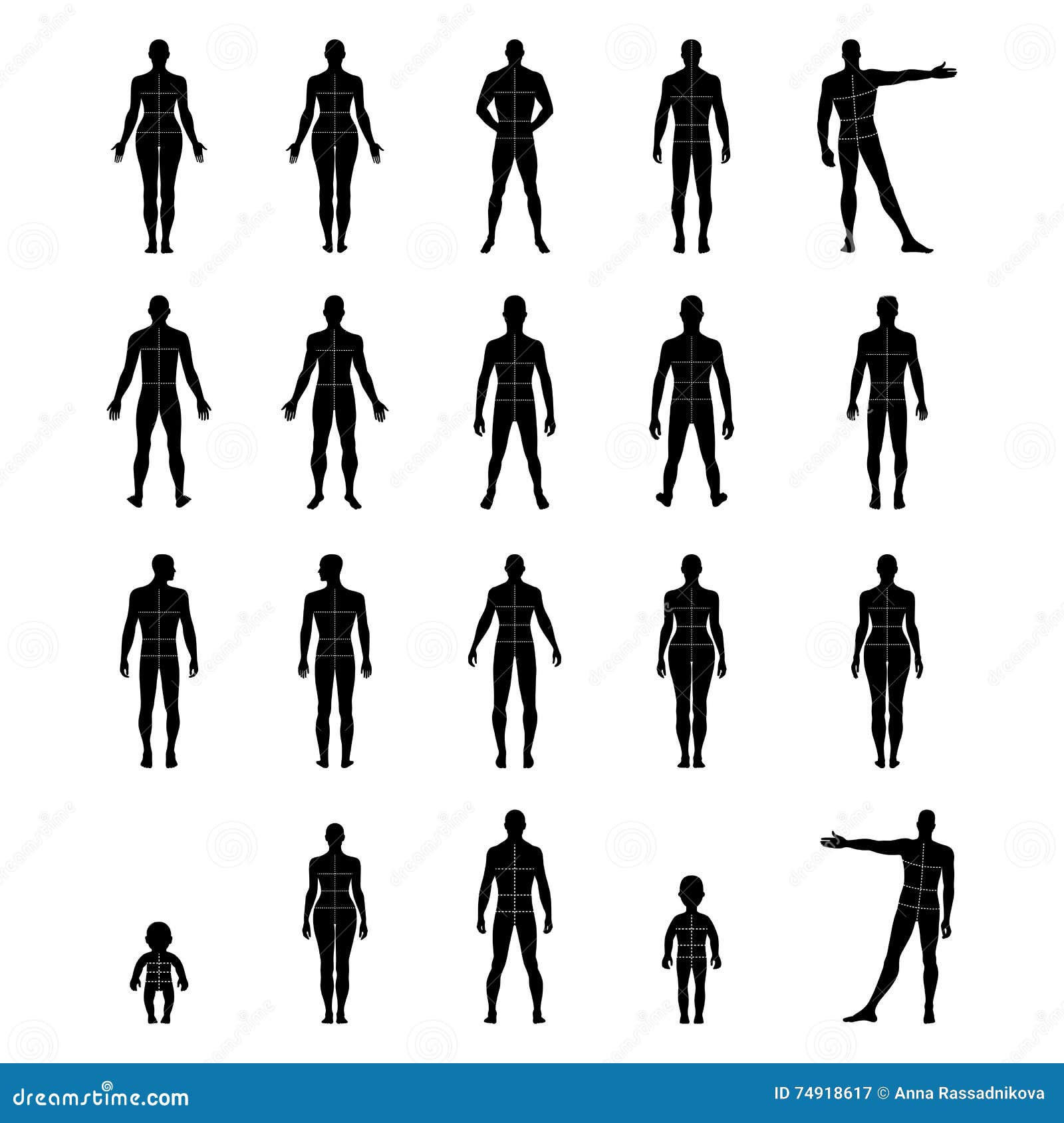 Wallpaper #hGcAC5MBSpphPi3-Edcw268 Full Length Front Back Human Silhouette Set with Marked Body Stock