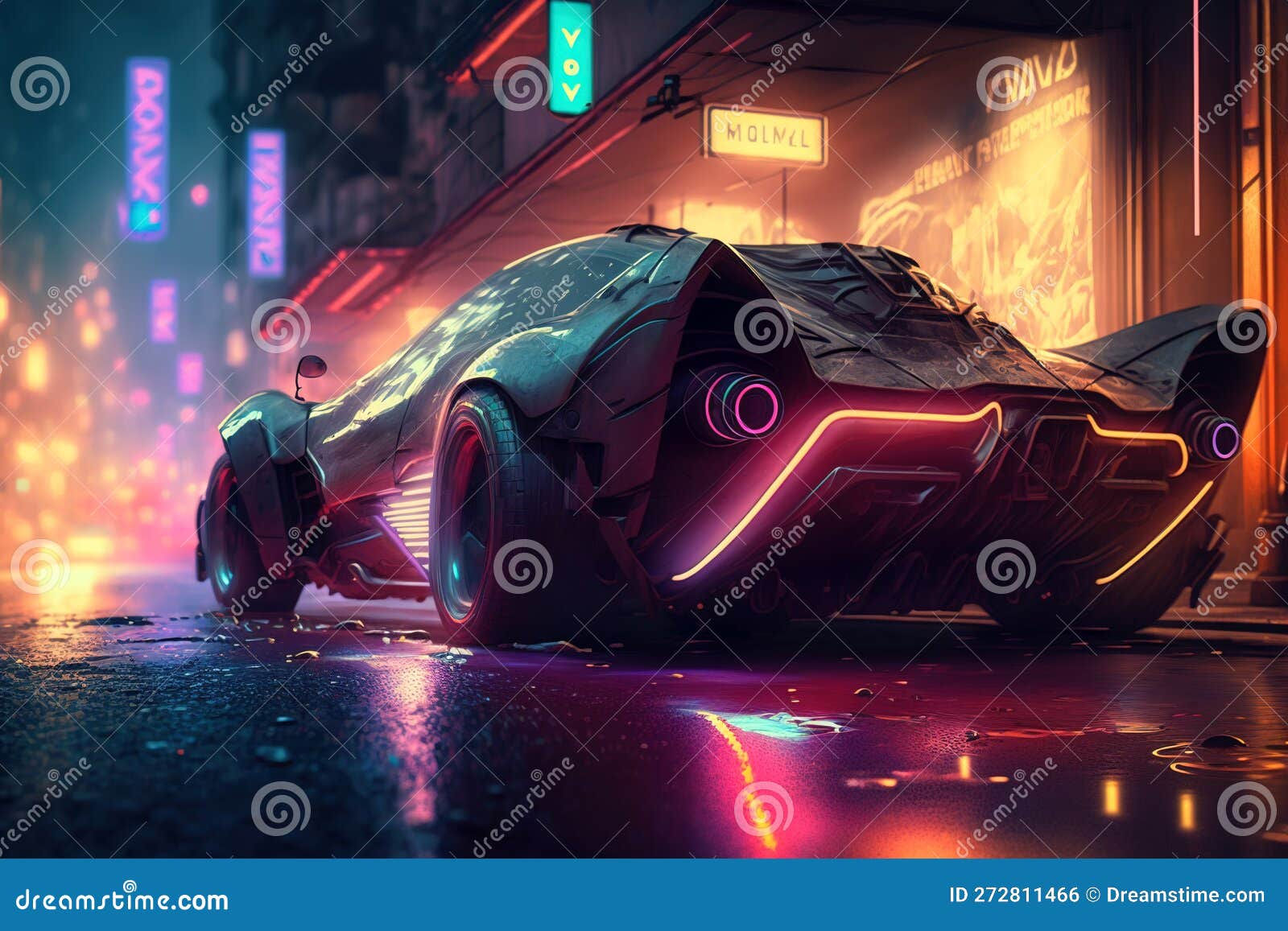 Wallpaper #SACW644BSdW8dNou1RK638 Sports Cyberpunk Futuristic Car on a Neon Cyberpunk Background Night