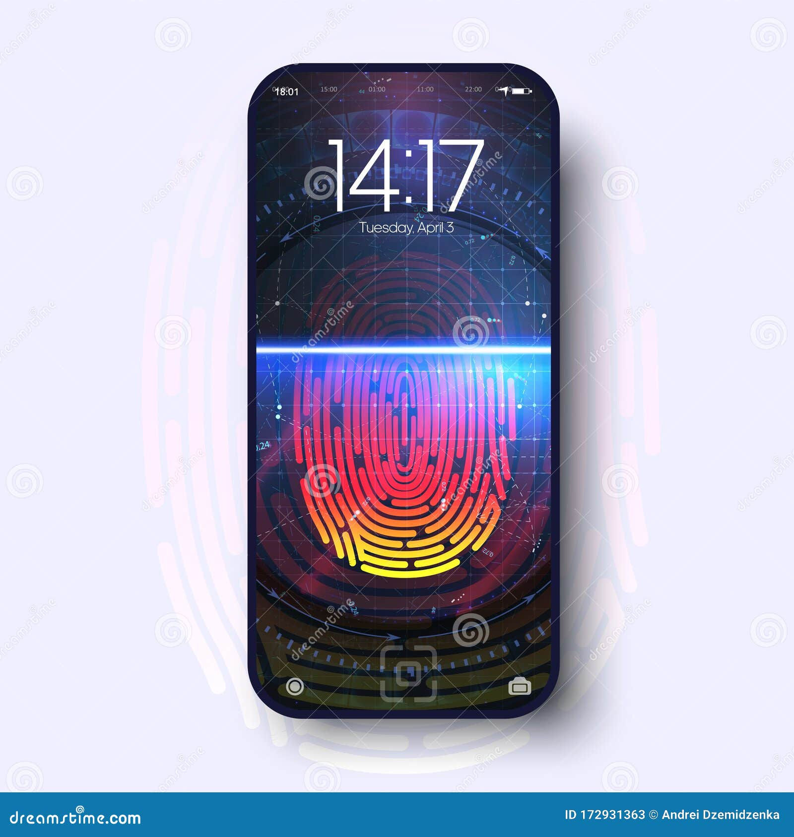 Wallpaper #zmfP-5IBSpphPi3-dpXT150 Futuristic Design the Smartphone with Fingerprint App on Screen the