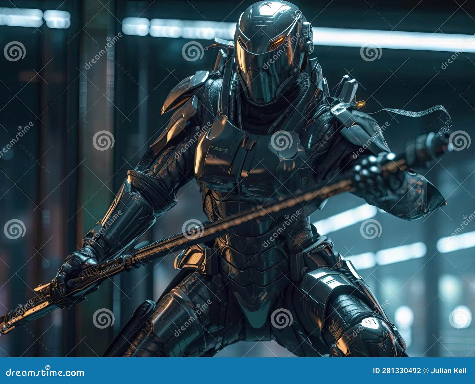 Wallpaper #IgNhZZMBpyOg8YnET9kL172 Future Soldier in Hightech Armor Holding Weapon Dramatically Stock