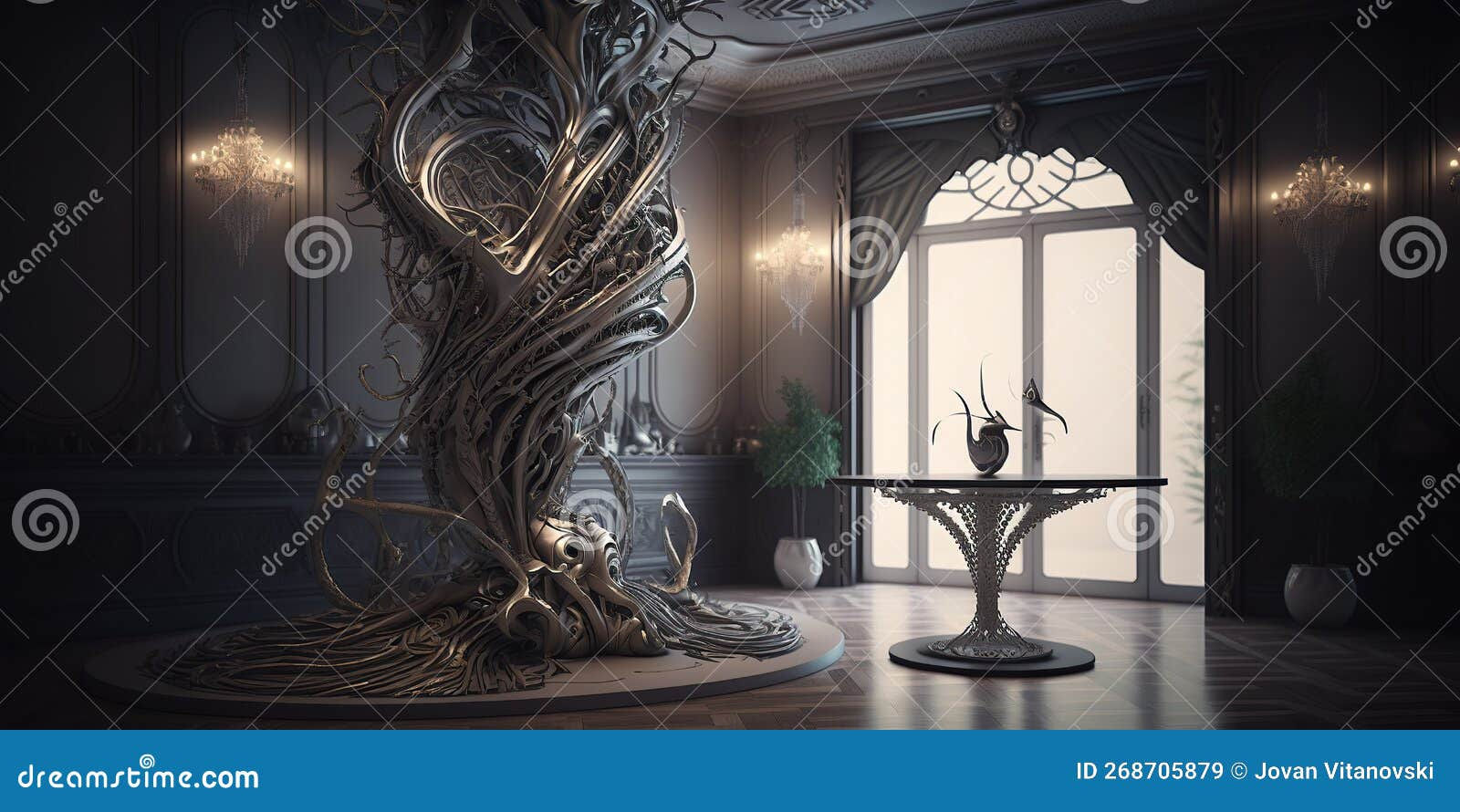 Wallpaper #EWc7-pIBSpphPi3-H5AG155 A Futuristic Swanky Filigree Modern Cyberpunk Furniture Crystalpunk