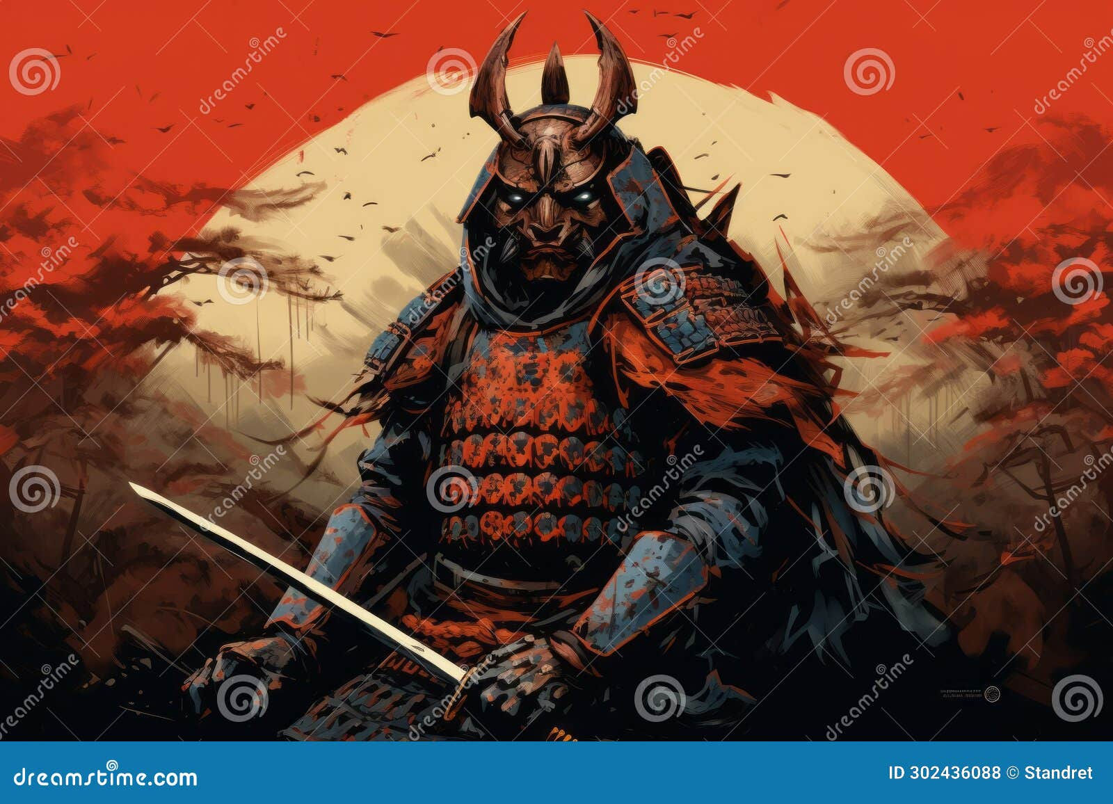 Wallpaper #gkA2MZMBJhL2WPbaCsWi149 Full Armored Traditional Samurai Beautiful Illustration Picture Stock