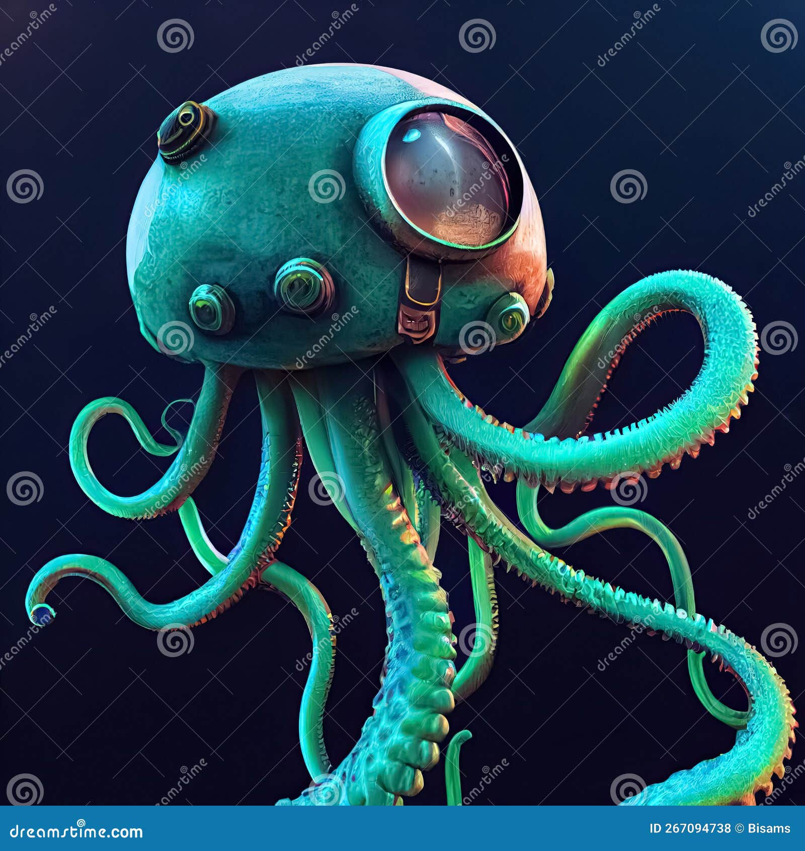 Wallpaper #3GjAHpMBSpphPi3-GylV291 Futuristic Aliens with Tentacles 3D Illustration of Science Fiction