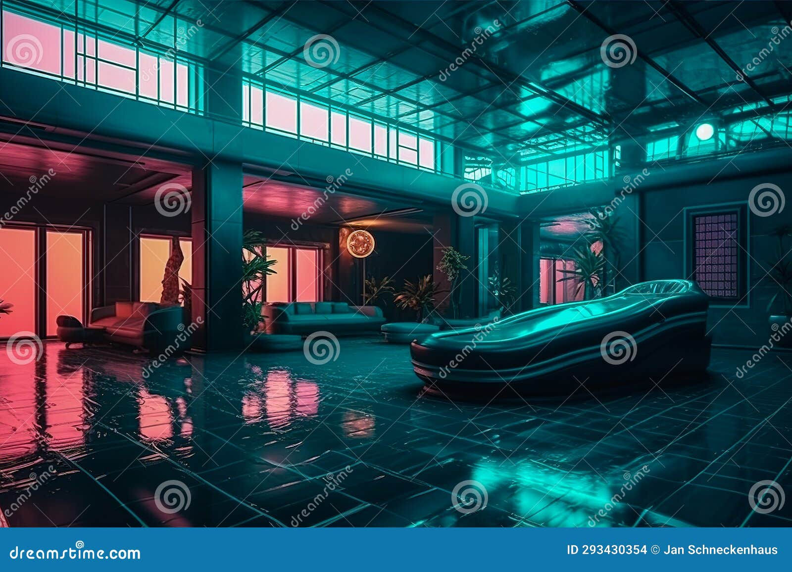 Wallpaper #rmfp9ZIBSpphPi3-3YHU96 Luxurious Cyberpunk Style Hotel Spa with Oriental Inspired Furniture in