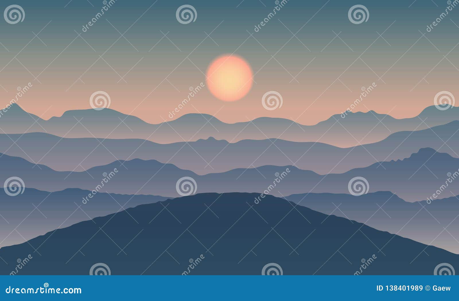 Wallpaper #x--qS5MBMN-XEVvVnztn148 Landscape View with Sun on Mountain Silhouettes Stock Vector