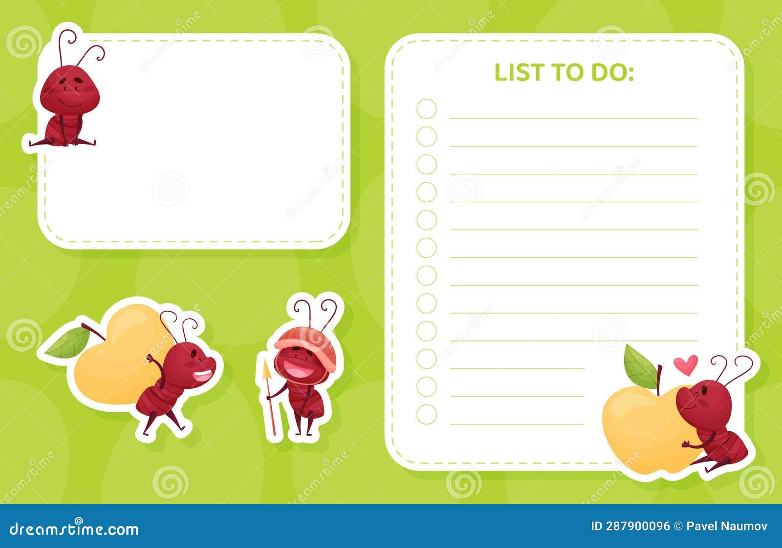 Wallpaper #9Sz7SZMB0E1QgA7wY_R564 List to Do Card with Cute Ant Character Vector Template Stock Vector