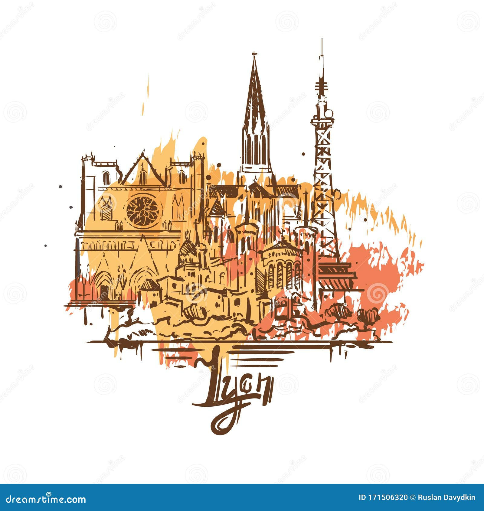 Wallpaper #Qx3gLJMBlOZrFDOkdsyQ320 Lyon Abstract Color Drawing Lyon Sketch Vector Illustration Isolated