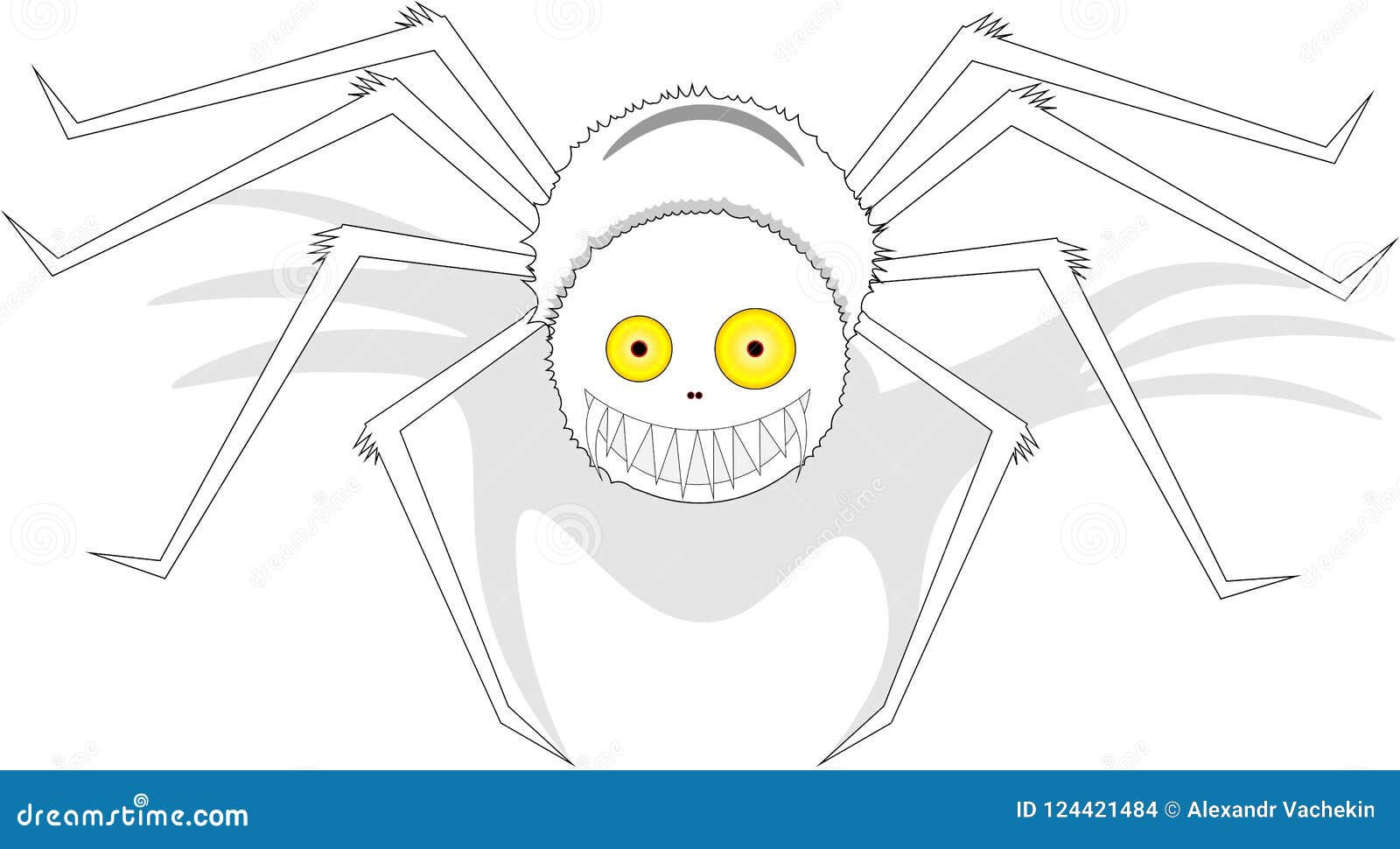 Wallpaper #P2dR65IBSpphPi3-3kuz332 Large White Smiling Spider with Yellow Eyes on Isolated Background