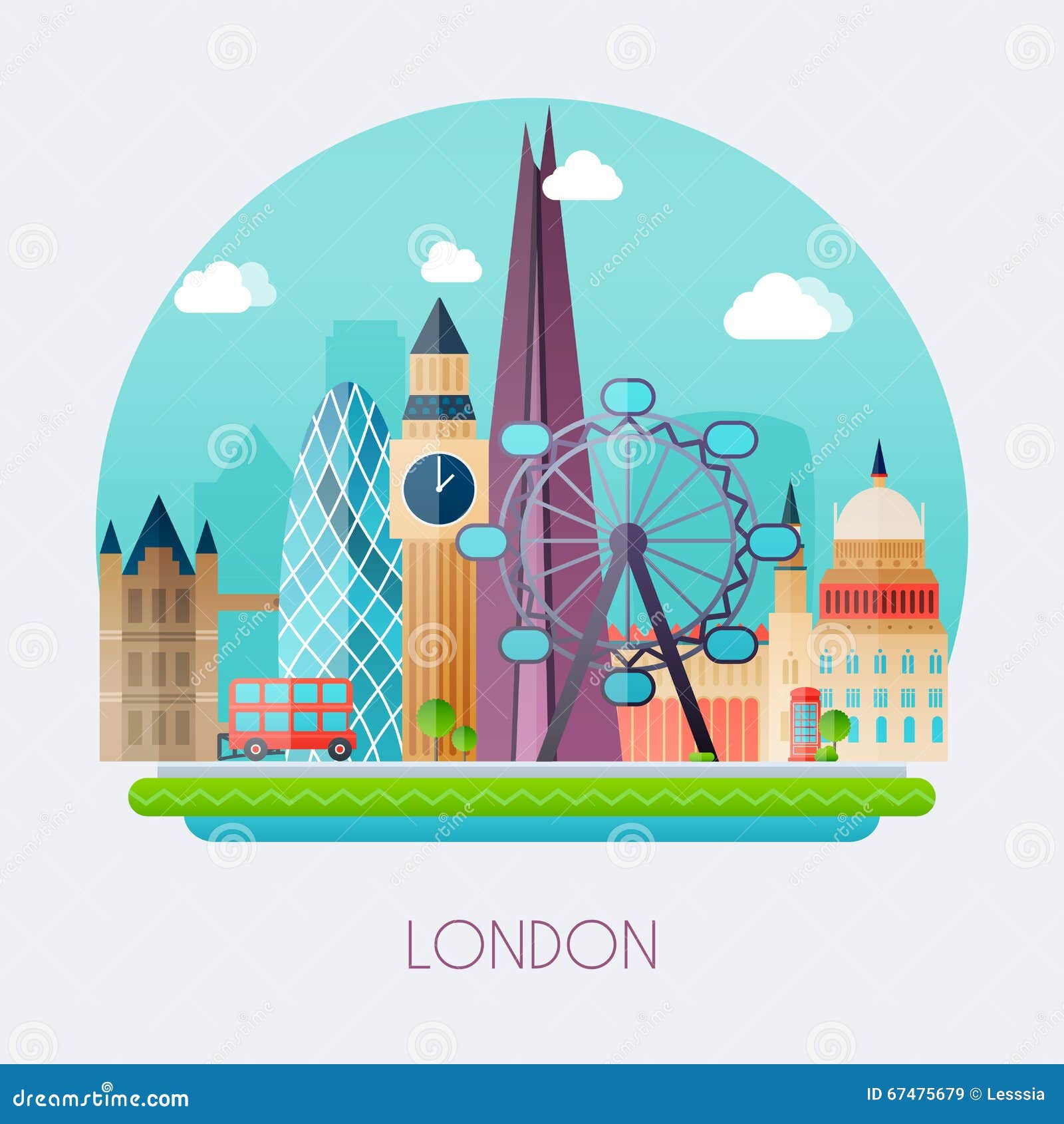 Wallpaper #2WigFZMBSpphPi3-egh-323 London Skyline and Vector Landscape of Buildings the Capital of Stock
