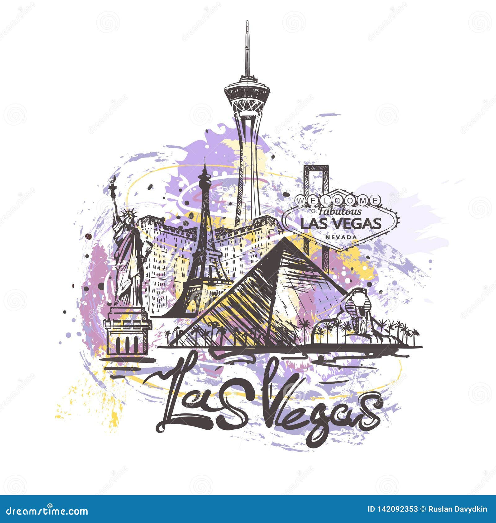 Wallpaper #Qx3gLJMBlOZrFDOkdsyQ319 Las Vegas Abstract Color Drawing Las Vegas Sketch Vector Illustration