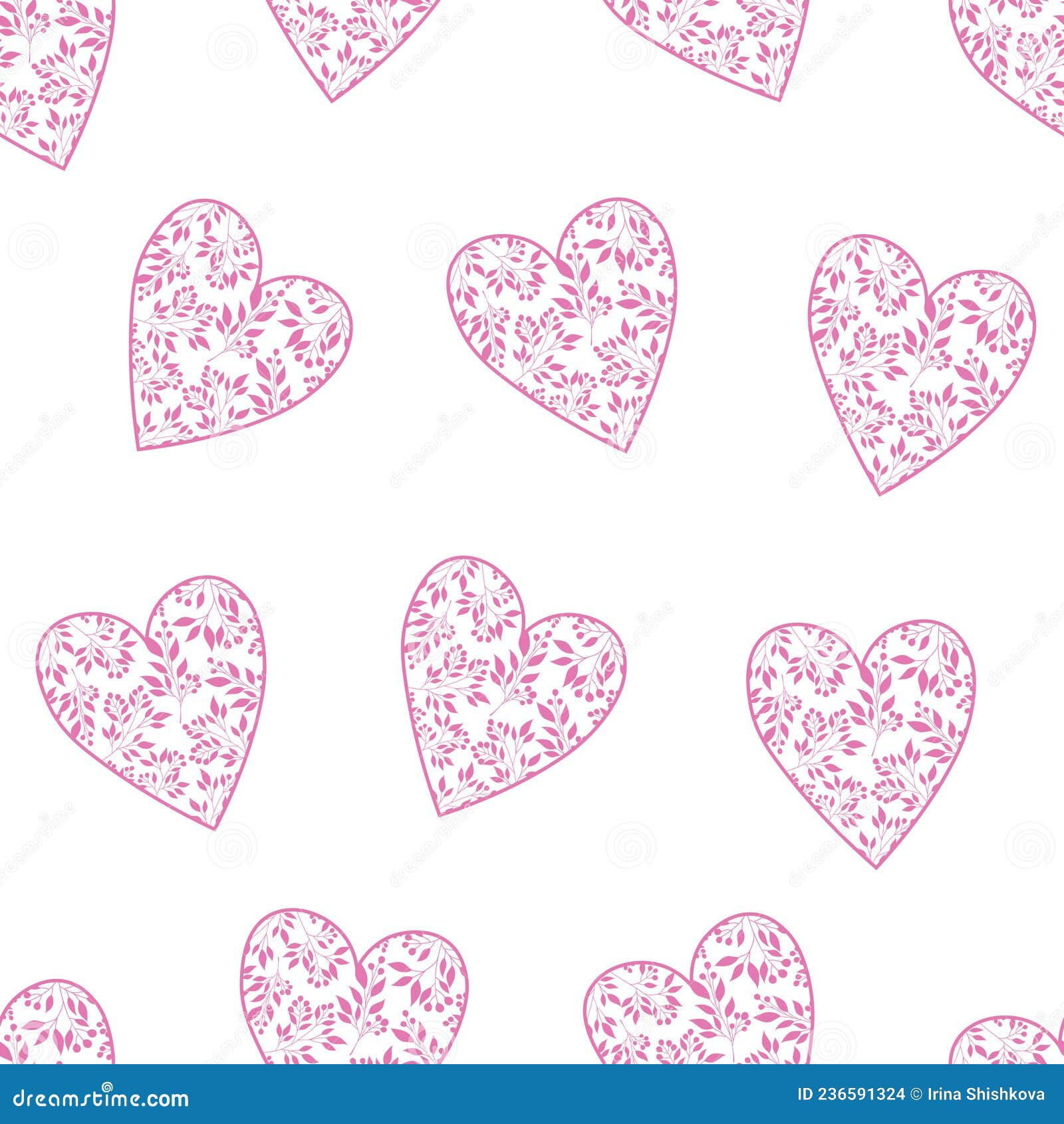 Wallpaper #tGeU55IBSpphPi3-kjik83 Seamless Pattern Hearts with Pink Flowers Vector Illustration Stock