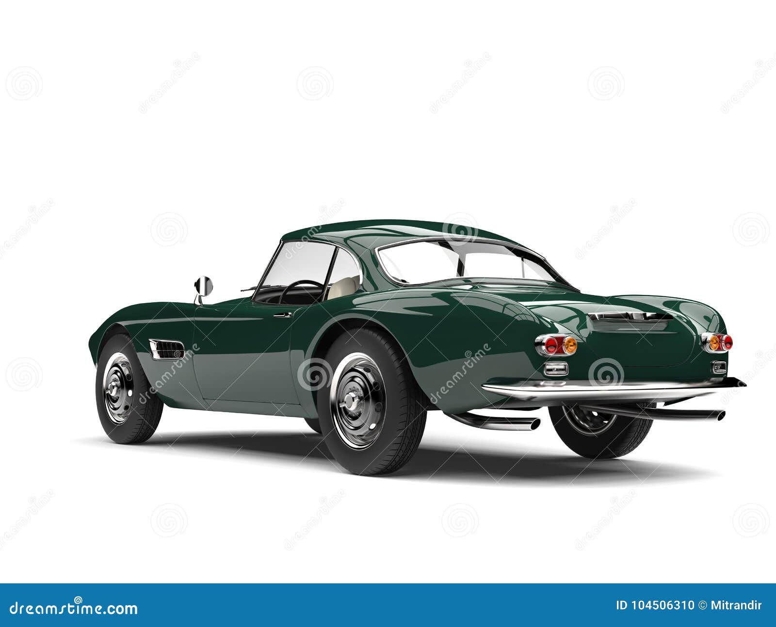 Wallpaper #O7n53ZIBJvJKYCmEmAPR192 Racing Green Vintage Sports Car Rear View Stock Illustration