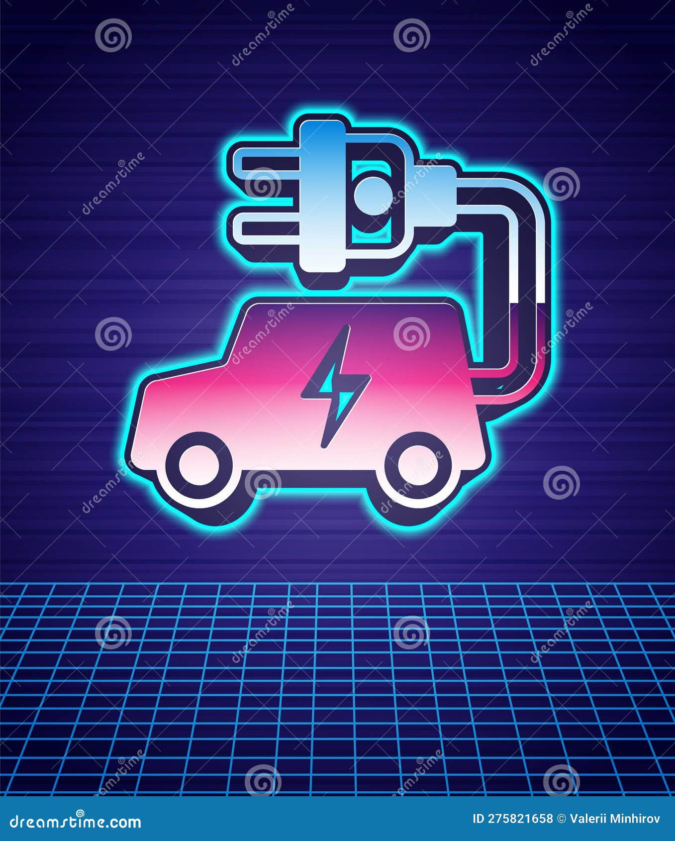 Wallpaper #vD9qPJMBLiIJ4c9O1JH8268 Retro Style Electric Car and Electrical Cable Plug Charging Icon
