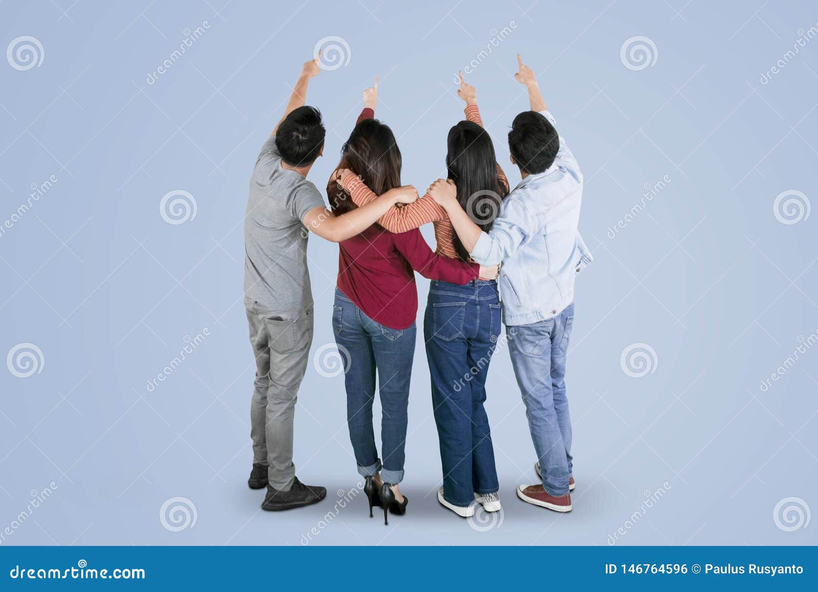 Wallpaper #1Gc0CJMBSpphPi3-gckF49 Four Young People Pointing Something Together Stock Photo Image of