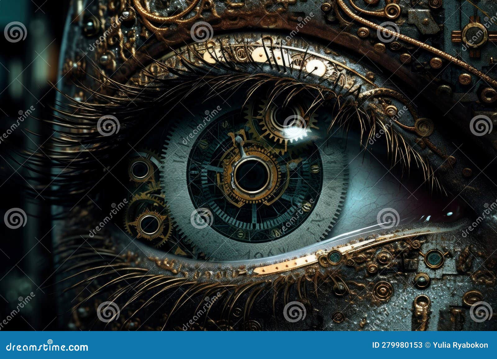 Wallpaper #vWdm9pIBSpphPi3-zYNc265 Robot Eye Steampunk Generate AI Stock Illustration Illustration of