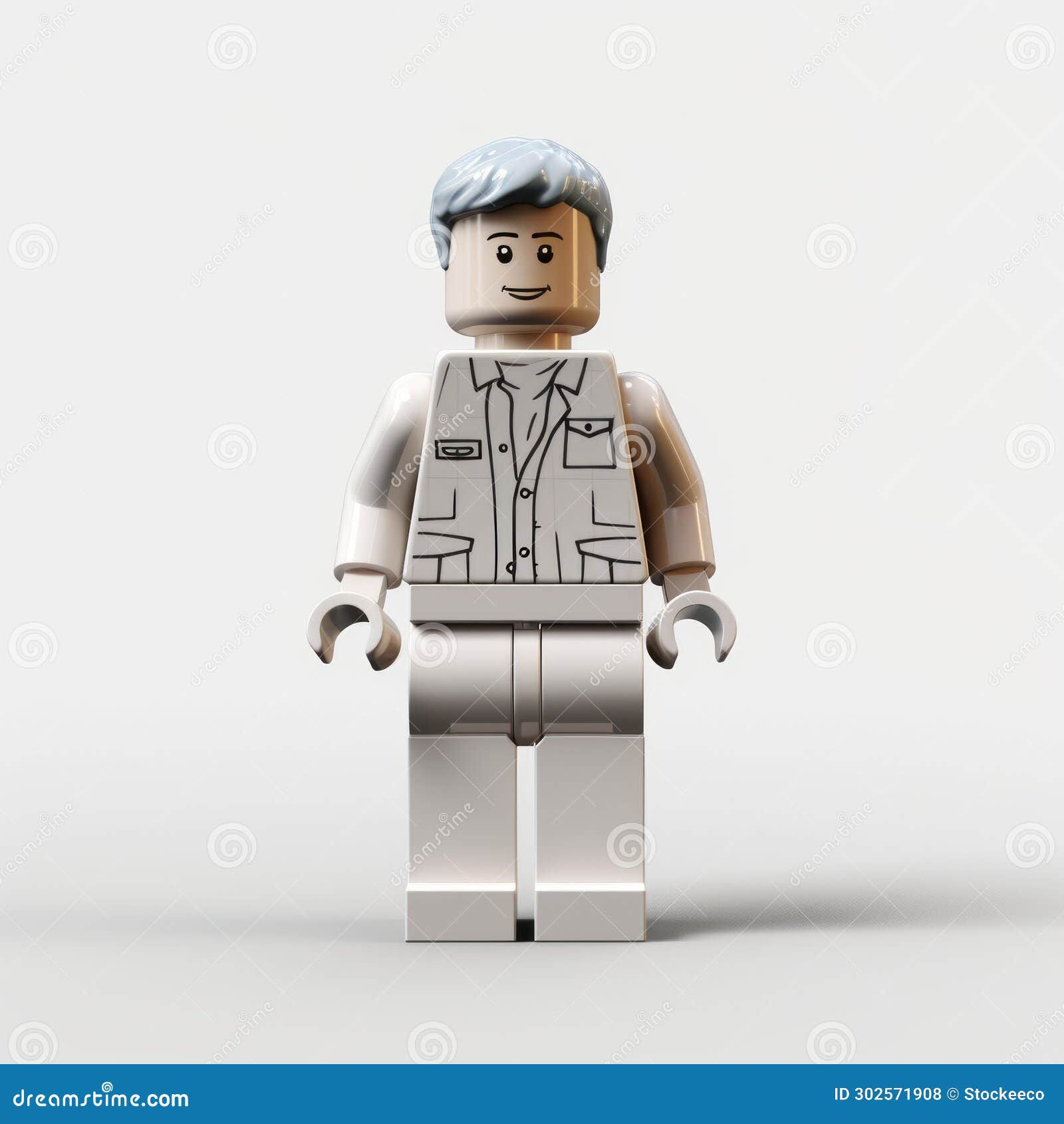 Wallpaper #BGj9GJMBSpphPi3-RxXs42 Realistic 3D Lego Figure in White Shirt on Glossy Plastic Texture Stock