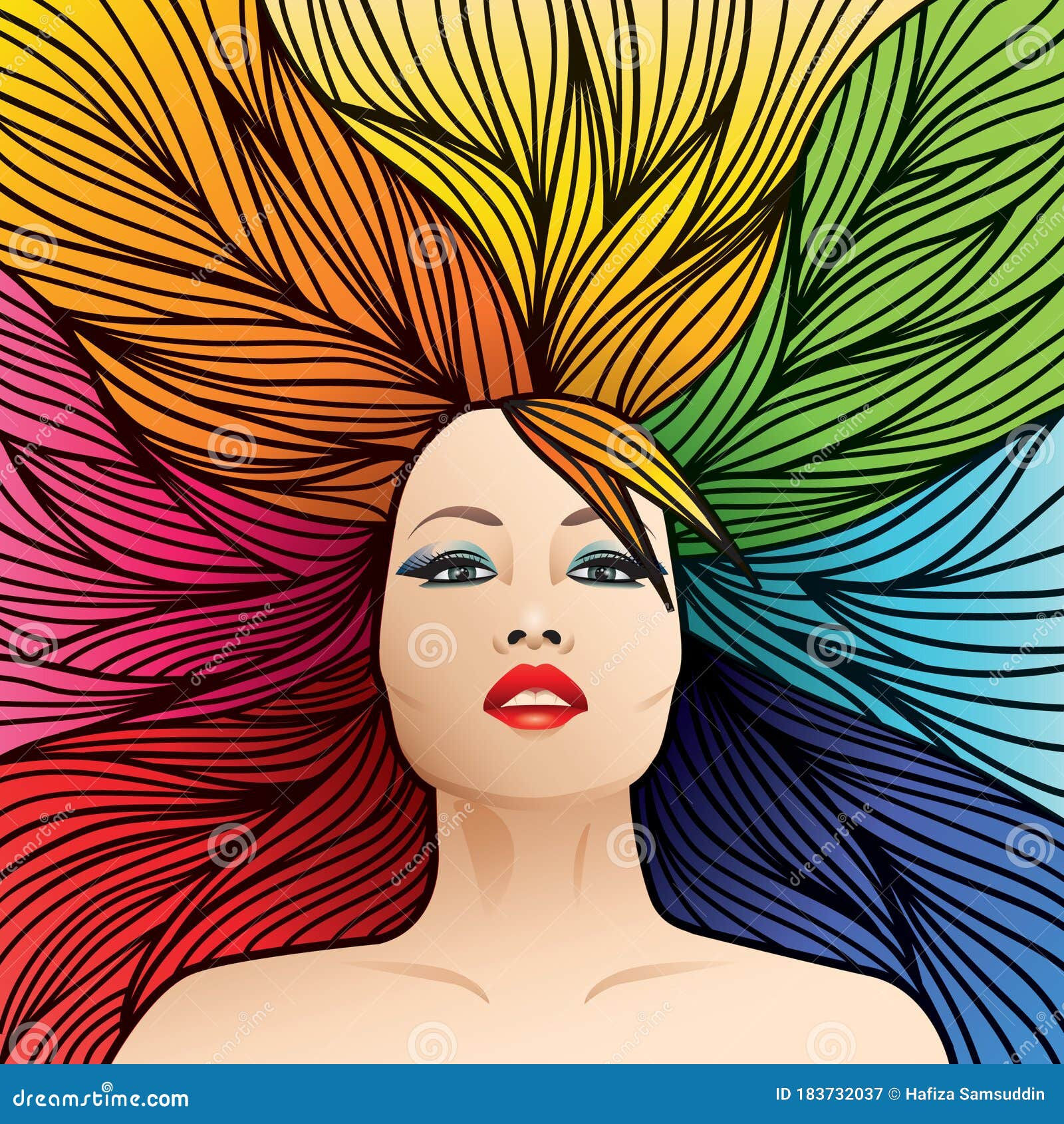 Wallpaper #wnfOJZMB-pgBXx60tp_N159 Rainbow Colored Hairstyle Vector Illustration Decorative Background