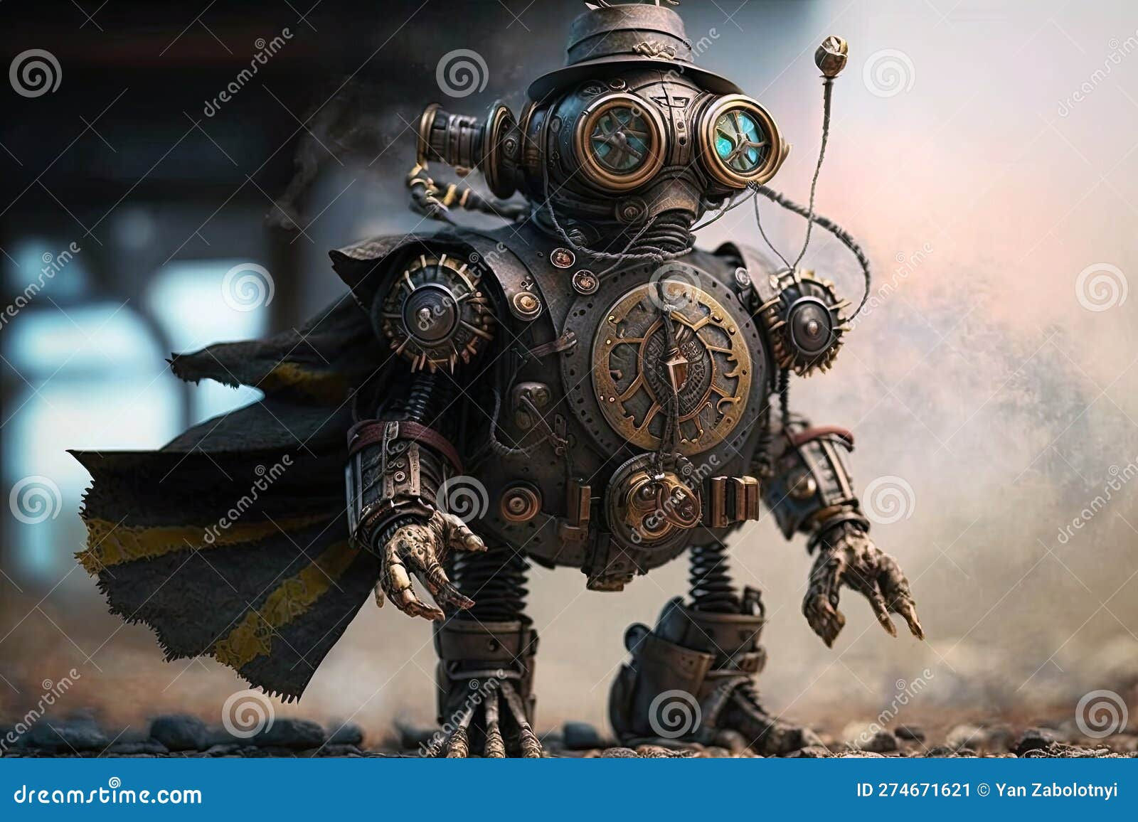 Wallpaper #ss4JJZMB71dOy6JZQBKv173 Robot Steampunk Steam Art AI Generative AI Stock Illustration