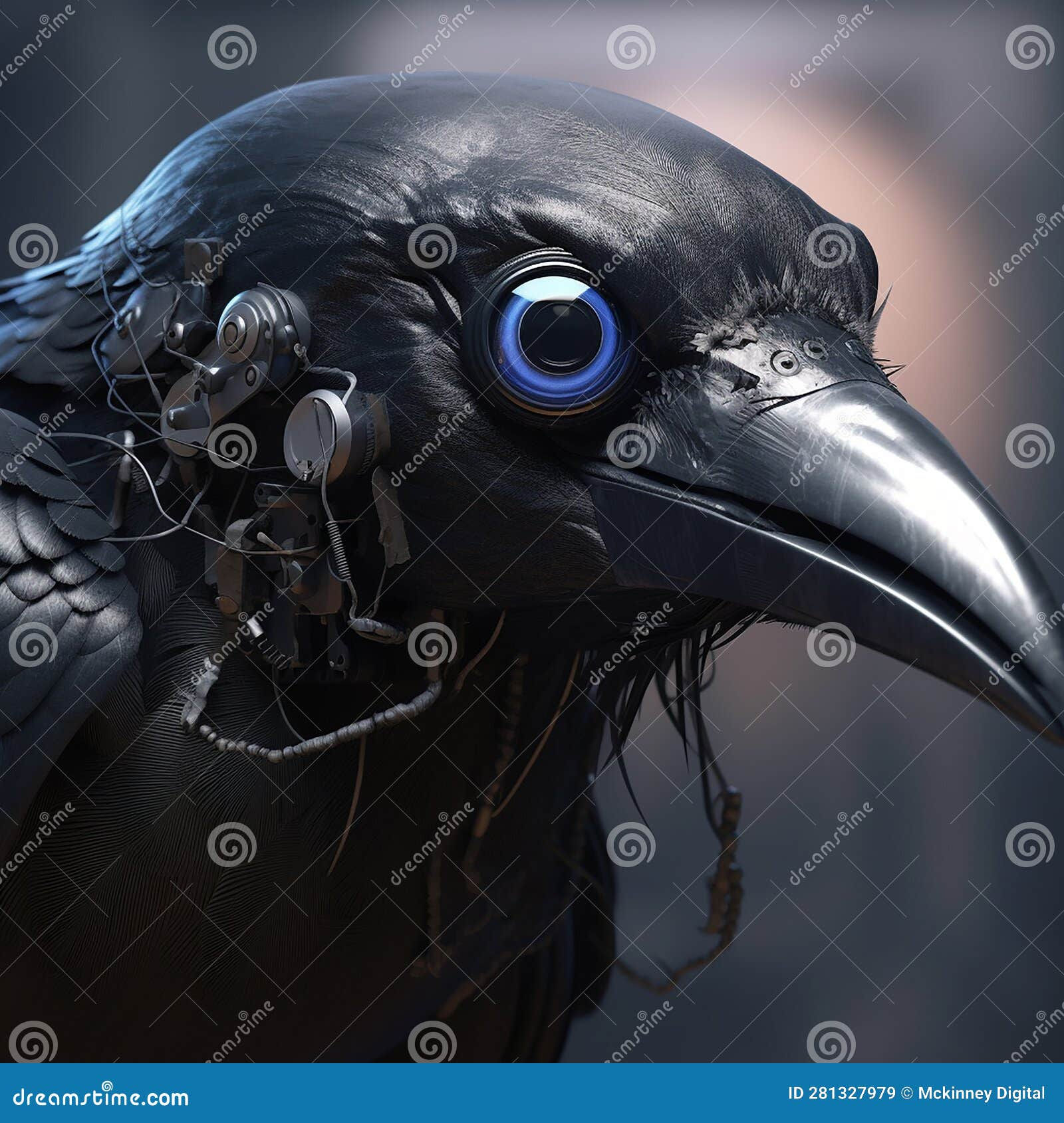 Wallpaper #cDFKNZMB5zzyi_yYTVYy90 Robotic Futuristic Crow with Neon Glow Created Using AI Generative