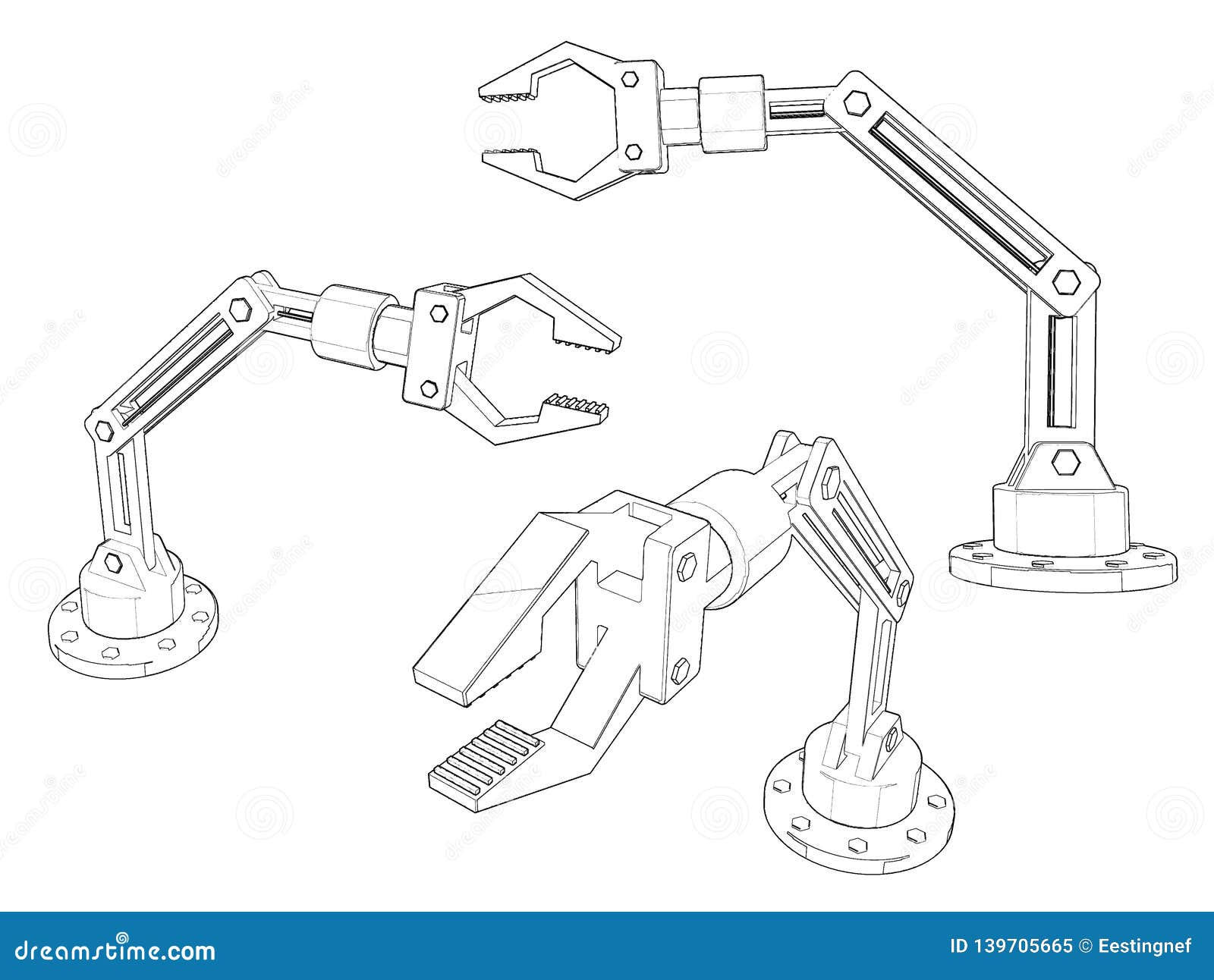 Wallpaper #m0ARMJMBJhL2WPba_L8Z26 Robotic Arm Set Isolated on White Background Stock Illustration