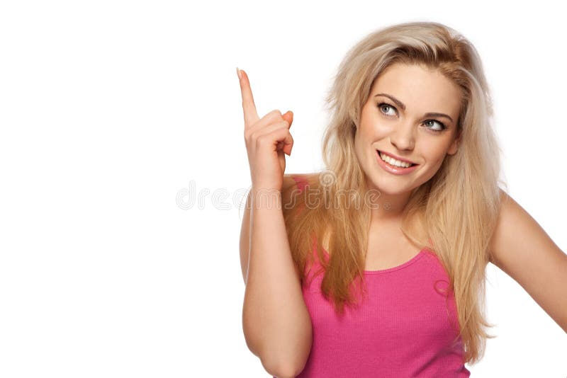 Wallpaper #q5y34JIBZHQxiYarwLdA275 Woman Pointing Above Her Head Stock Image Image of Display Studio