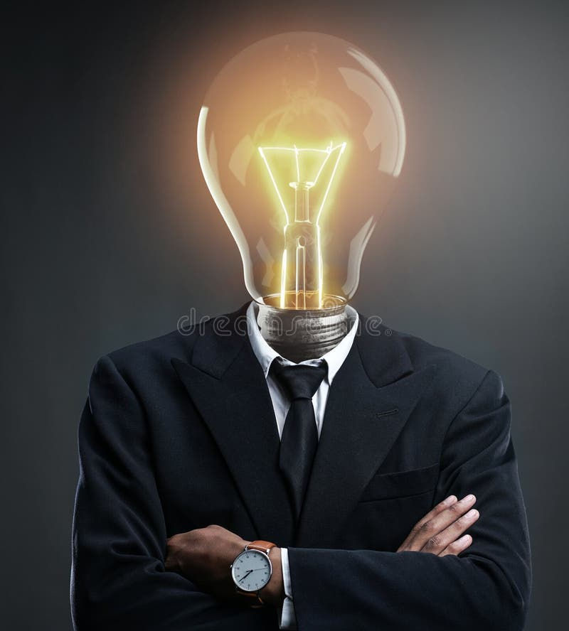 Wallpaper #FbmH3ZIBJvJKYCmEjAF227 Businessman with a Glowing Brain Hologram Instead of a Head Stock Photo