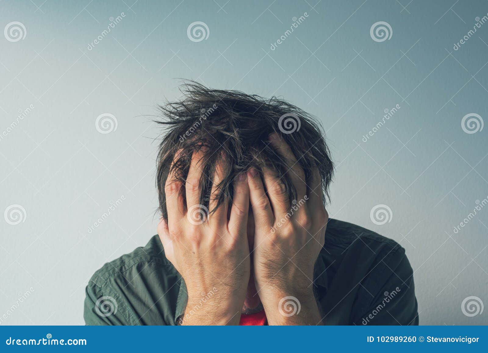 Wallpaper #q2eP65IBSpphPi3-00yX119 Disappointed Man Crying with Head in Hands Royalty Free Stock Image