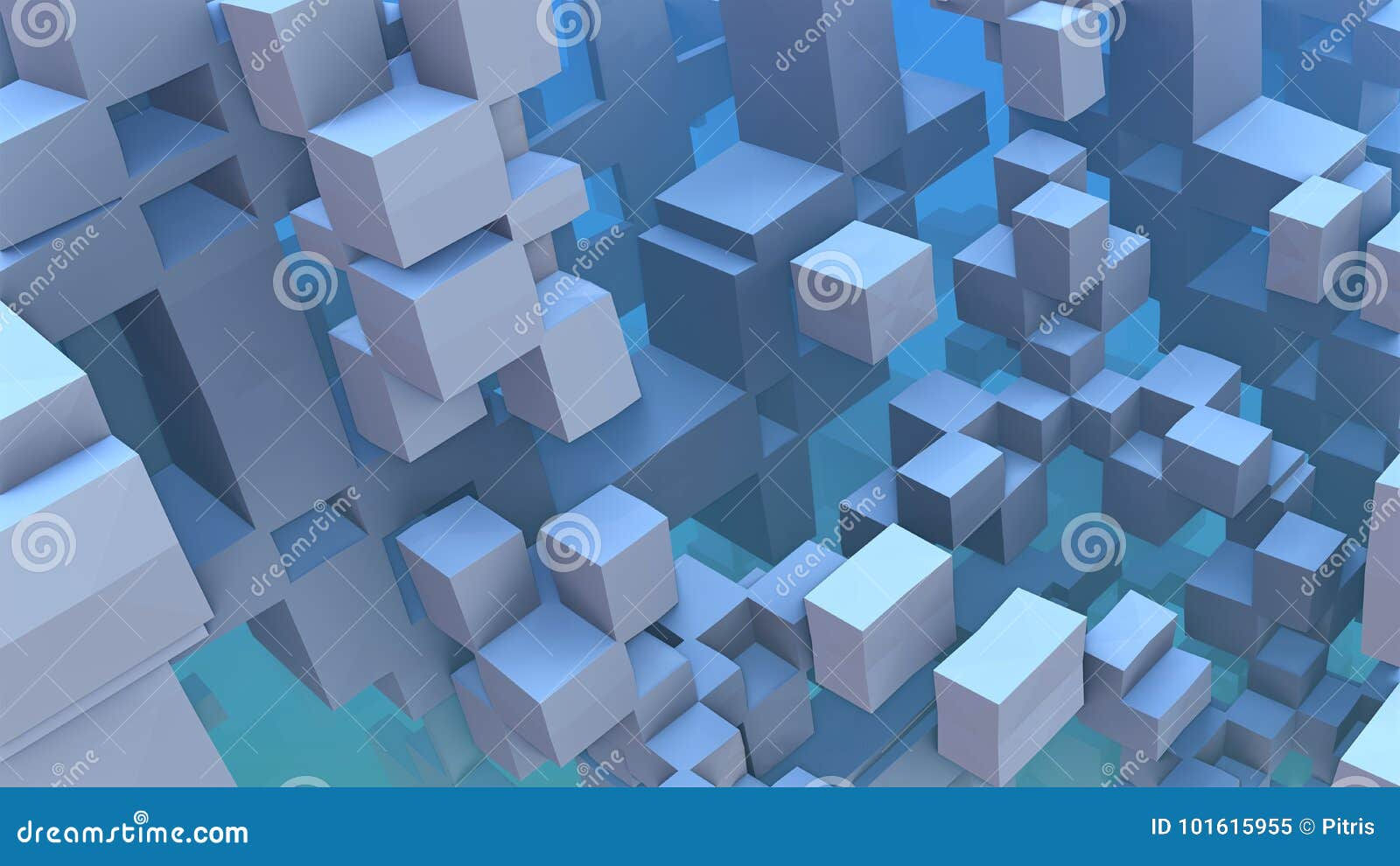 Wallpaper #_2cZC5MBSpphPi3-tdcF93 3D Abstract Geometric Blue Cubes and Rectangles Stock Illustration