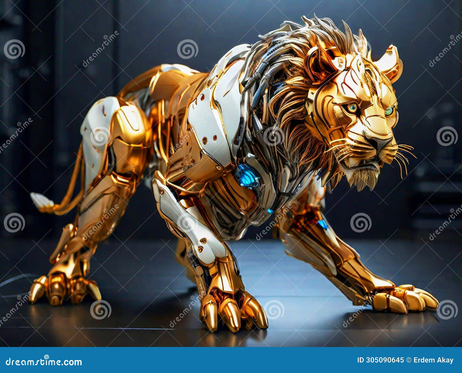 Wallpaper #q8kYjZcB-VVLIetlw2nT74 The Robot Lion Neon Cyberpunk Style Design Features a Fusion of