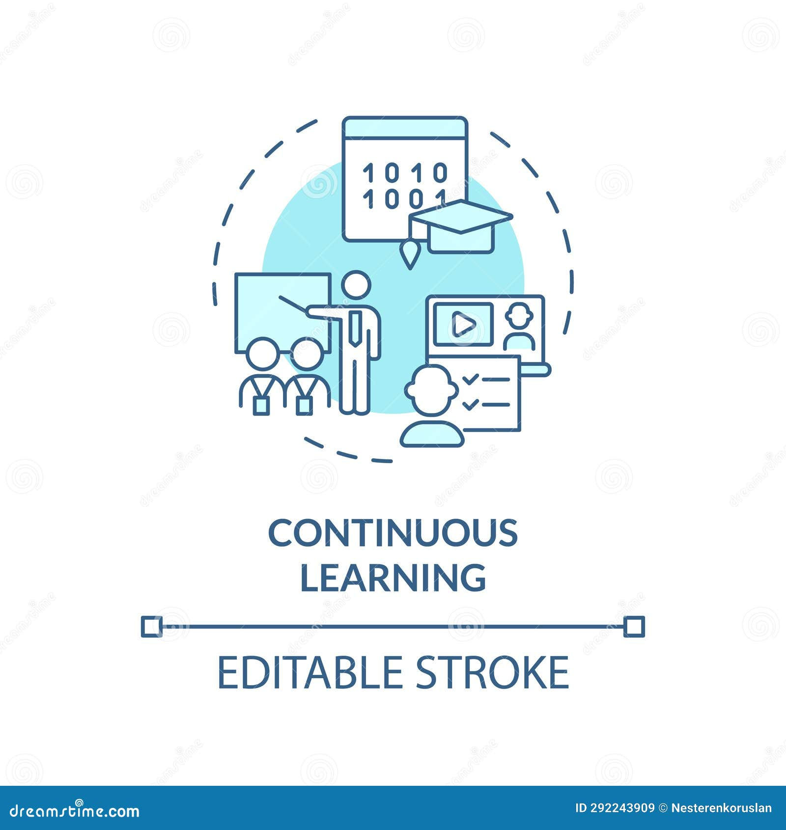 Wallpaper #___Pa5MB3lSXT3zUD-gs306 2d Blue Thin Linear Icon Continuous Learning Concept Stock Vector