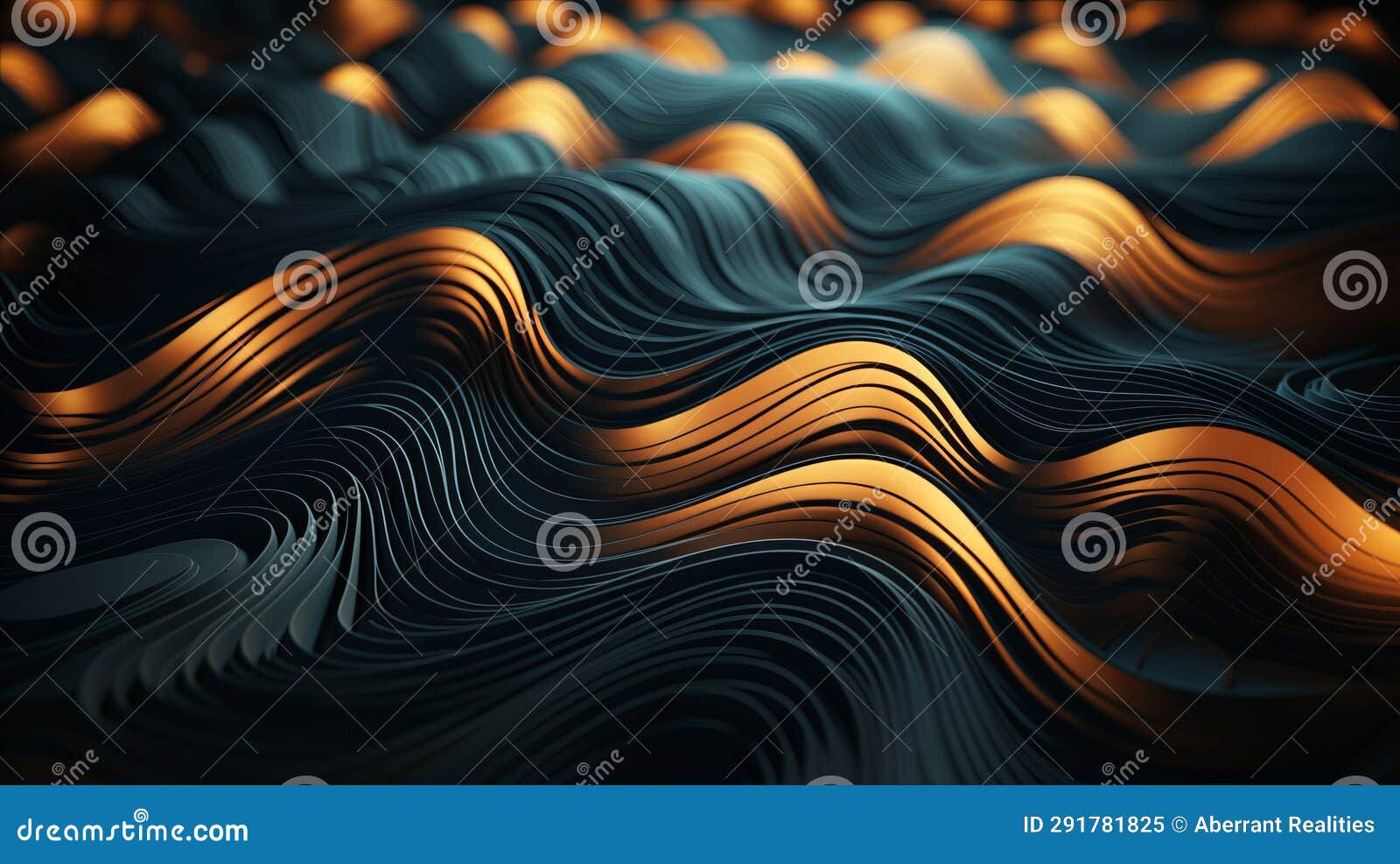 Wallpaper #OWisGZMBSpphPi3-0Bjv260 3D Rendering of Waves on a Black Background Stock Illustration
