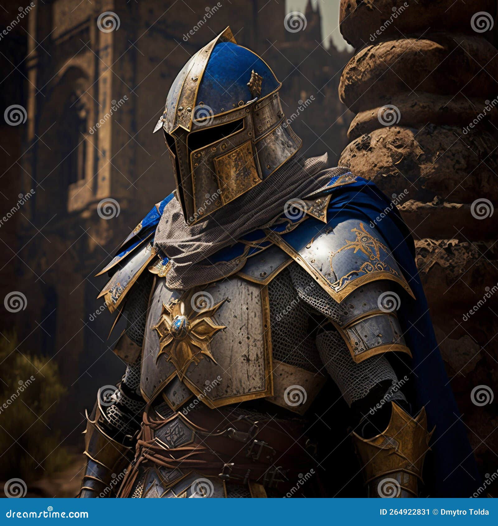 Wallpaper #uAMlZJMBpyOg8YnEhtaE150 Dark Knight in Metal Armor Against the Background of a Medieval