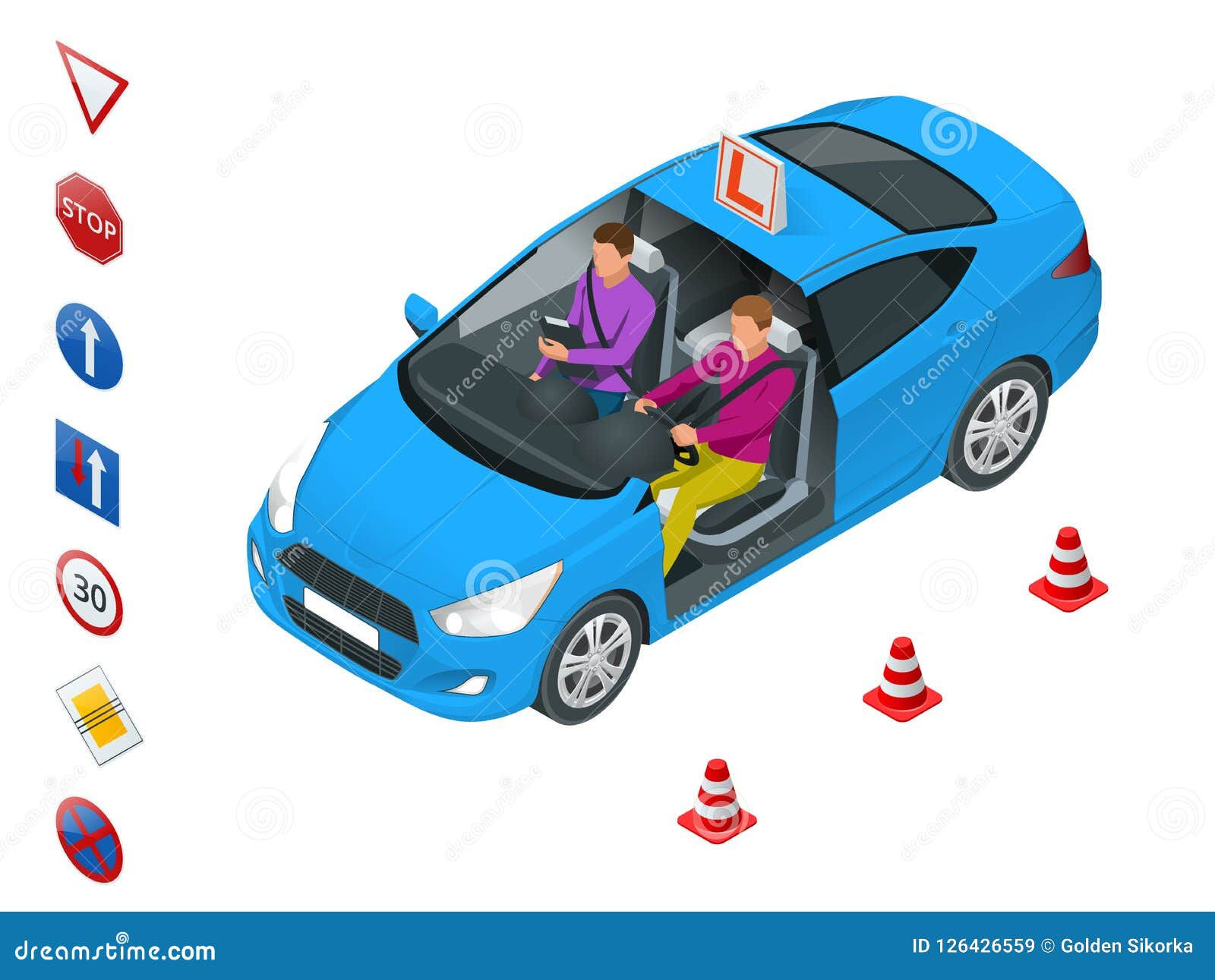 Wallpaper #xGjNFpMBSpphPi3-Mgwm319 Design Concept Driving School or Learning to Drive Flat Vector