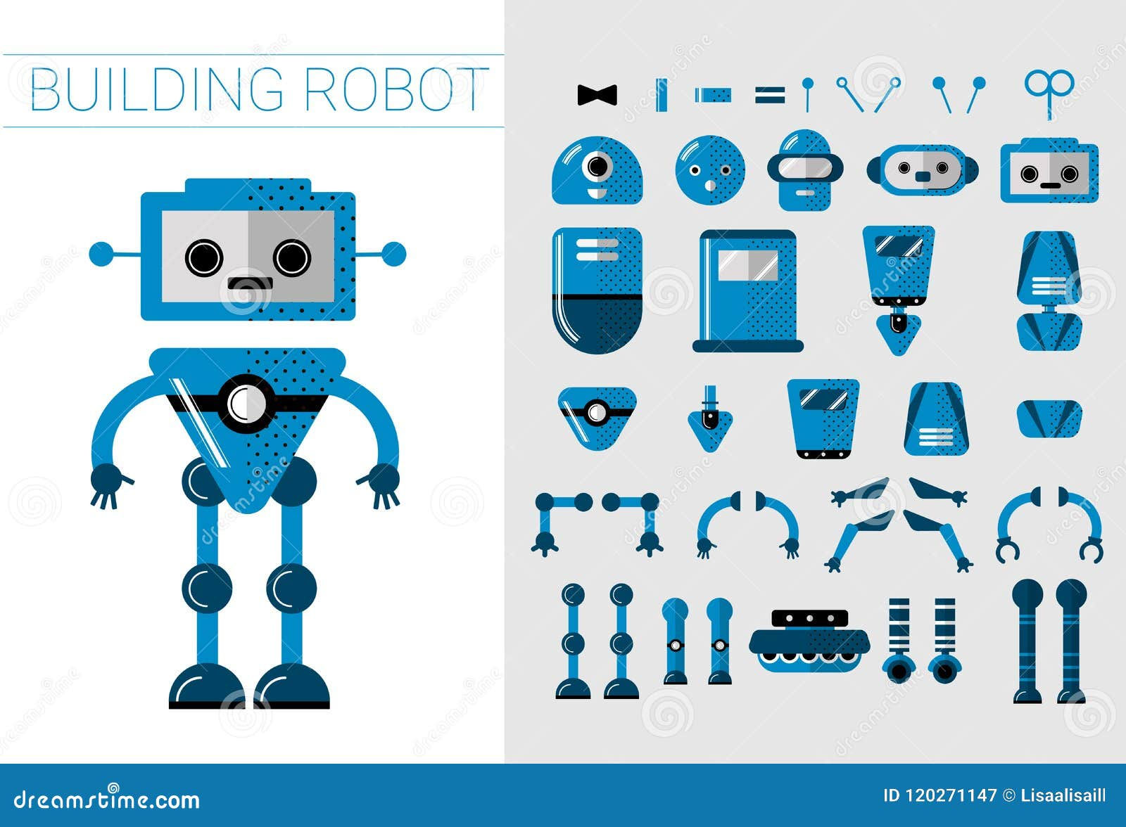 Wallpaper #HWcK_pIBSpphPi3-ZJ5486 Diy Set of Vector Robots Details in Flat Cartoon Style Cute Cartoon