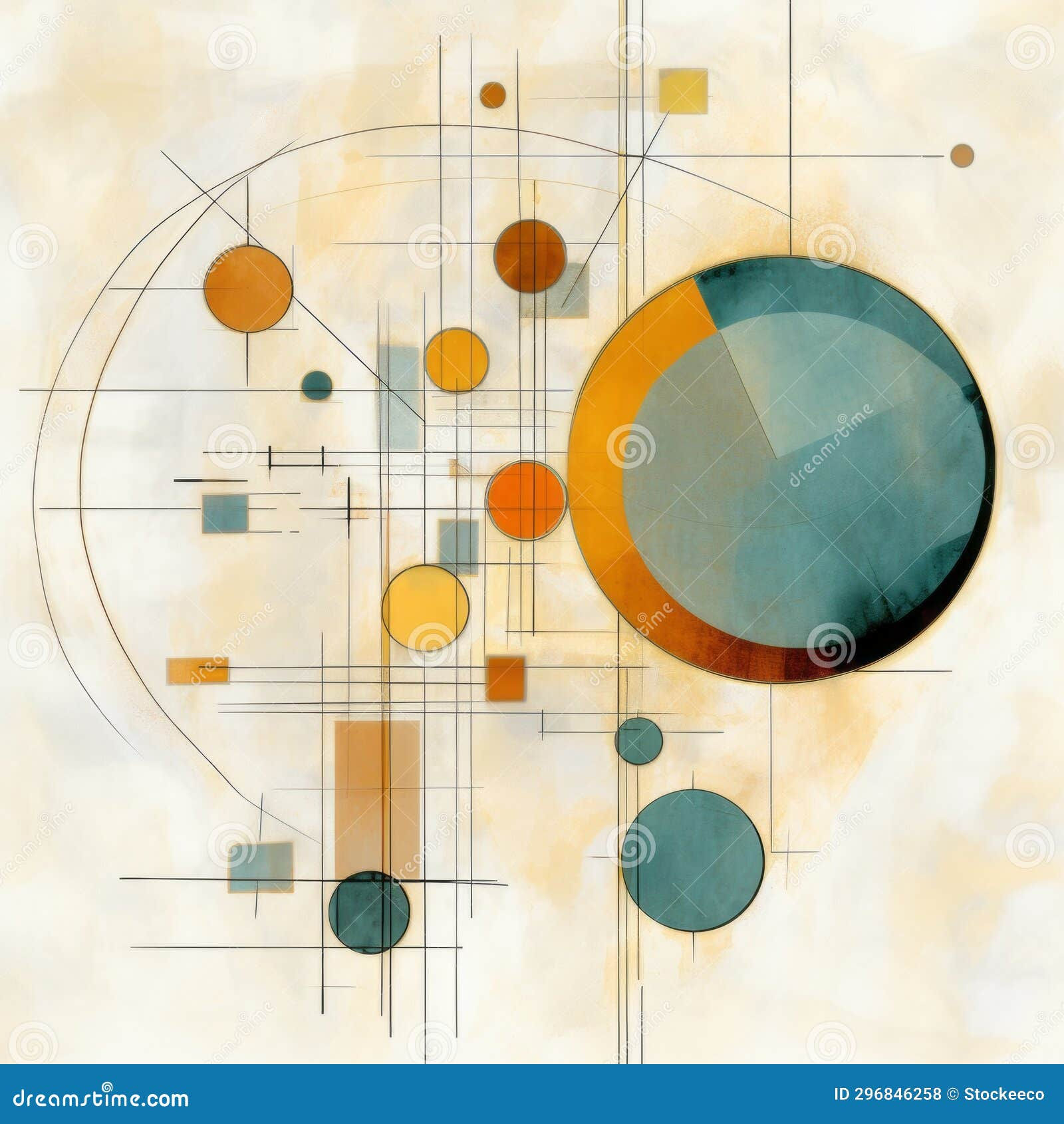 Wallpaper #52dQ-5IBSpphPi3-YpO857 Dada Digital Watercolor Abstract Painting with Circles and Squares