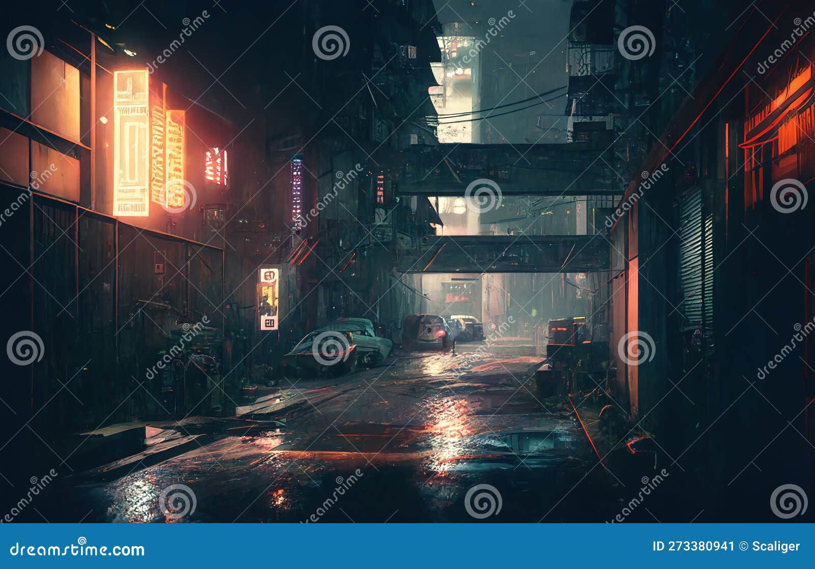 Wallpaper #rmc68pIBSpphPi3-rG_z84 Dark Street in Cyberpunk City Image of Gloomy Road Like Watercolor