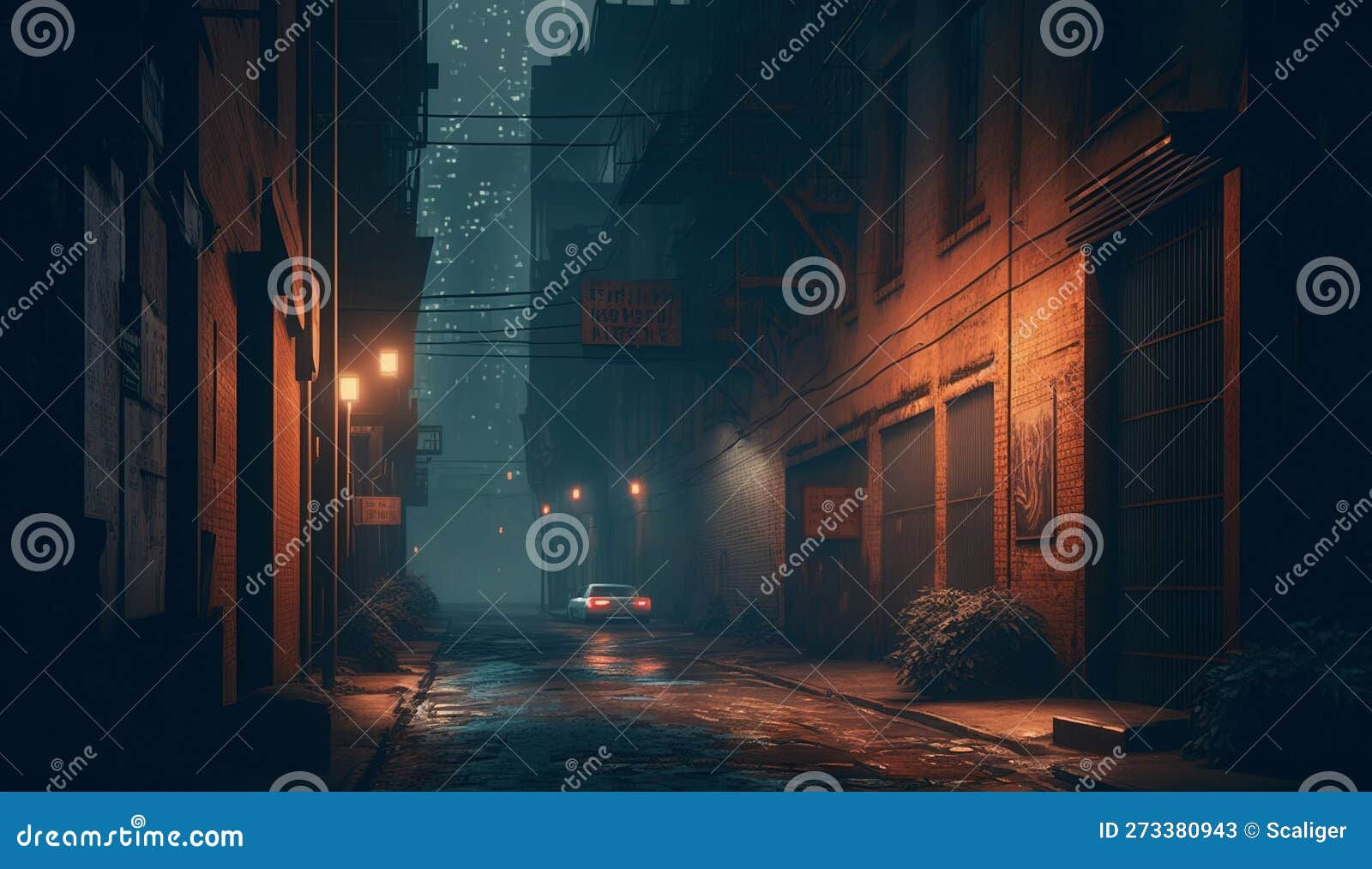 Wallpaper #rmc68pIBSpphPi3-rG_z241 Dark Street in Cyberpunk City Image of Gloomy Road Like Watercolor