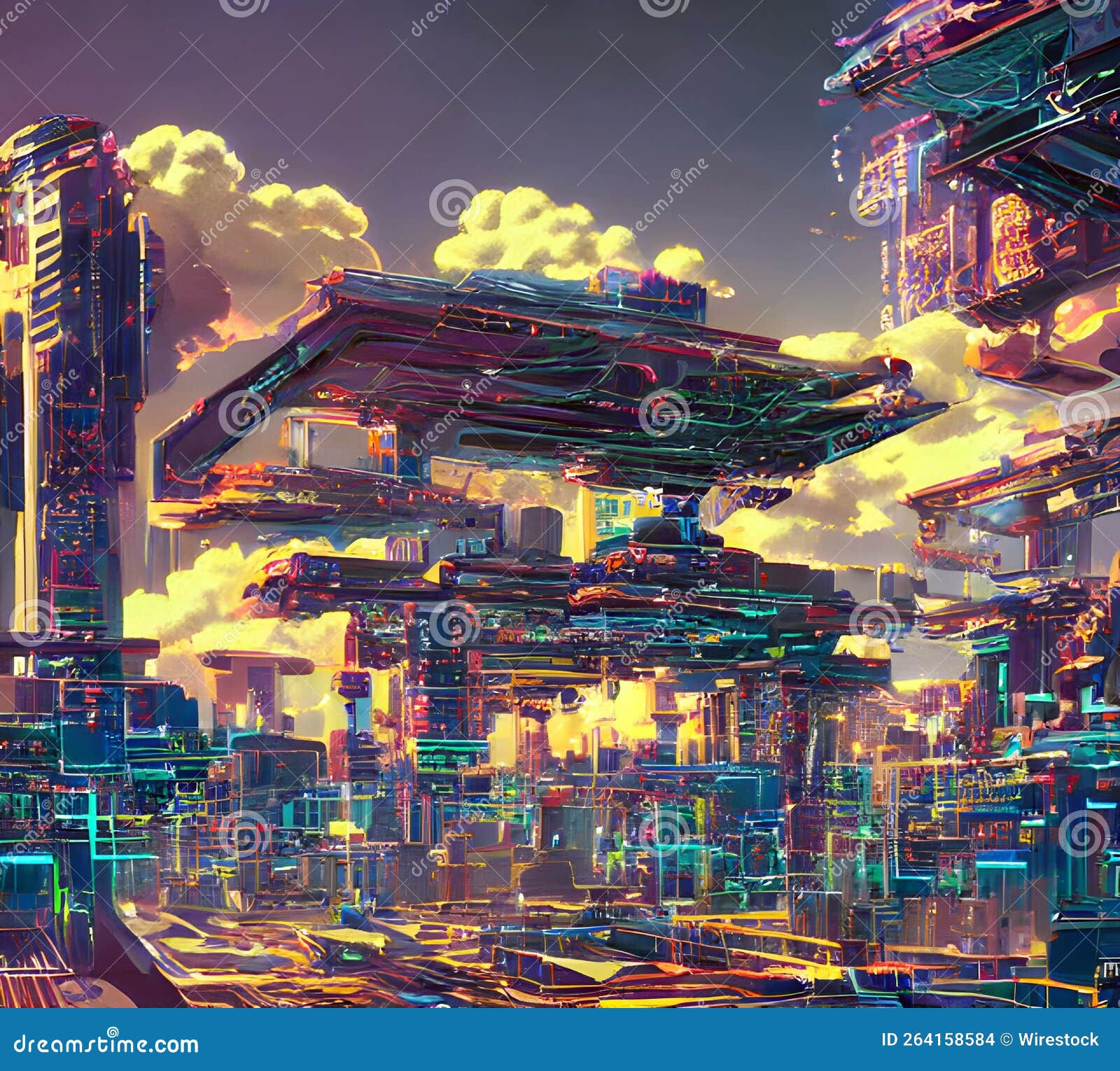 Wallpaper #sGf07JIBSpphPi3-g1XU330 Digital Illustration of a Sci Fi Cityscape with Futuristic Buildings