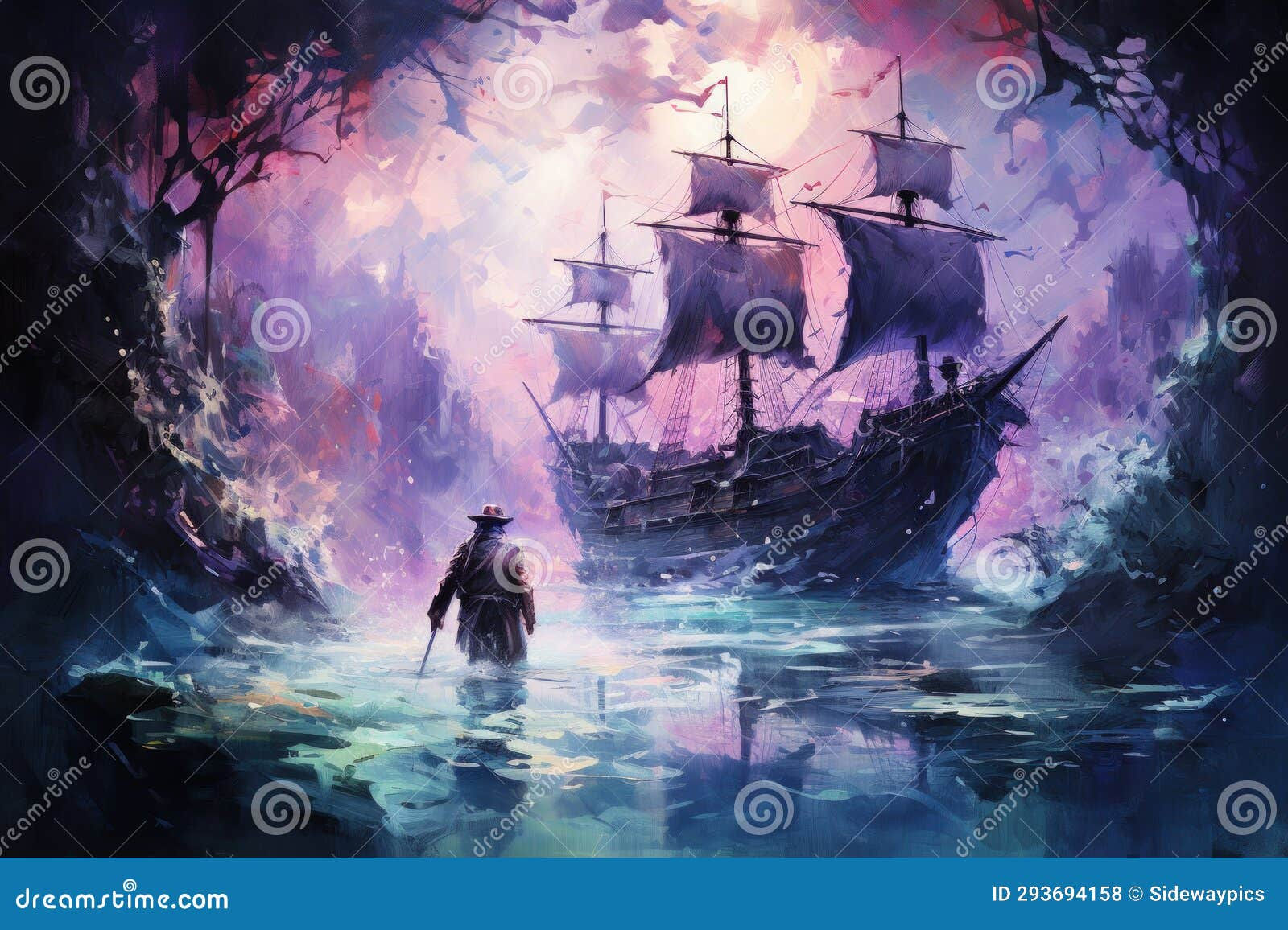 Wallpaper #hGcuDZMBSpphPi3-SeOZ196 Daring Pirate Captains Sailing Enchanted Seas Generative AI Stock