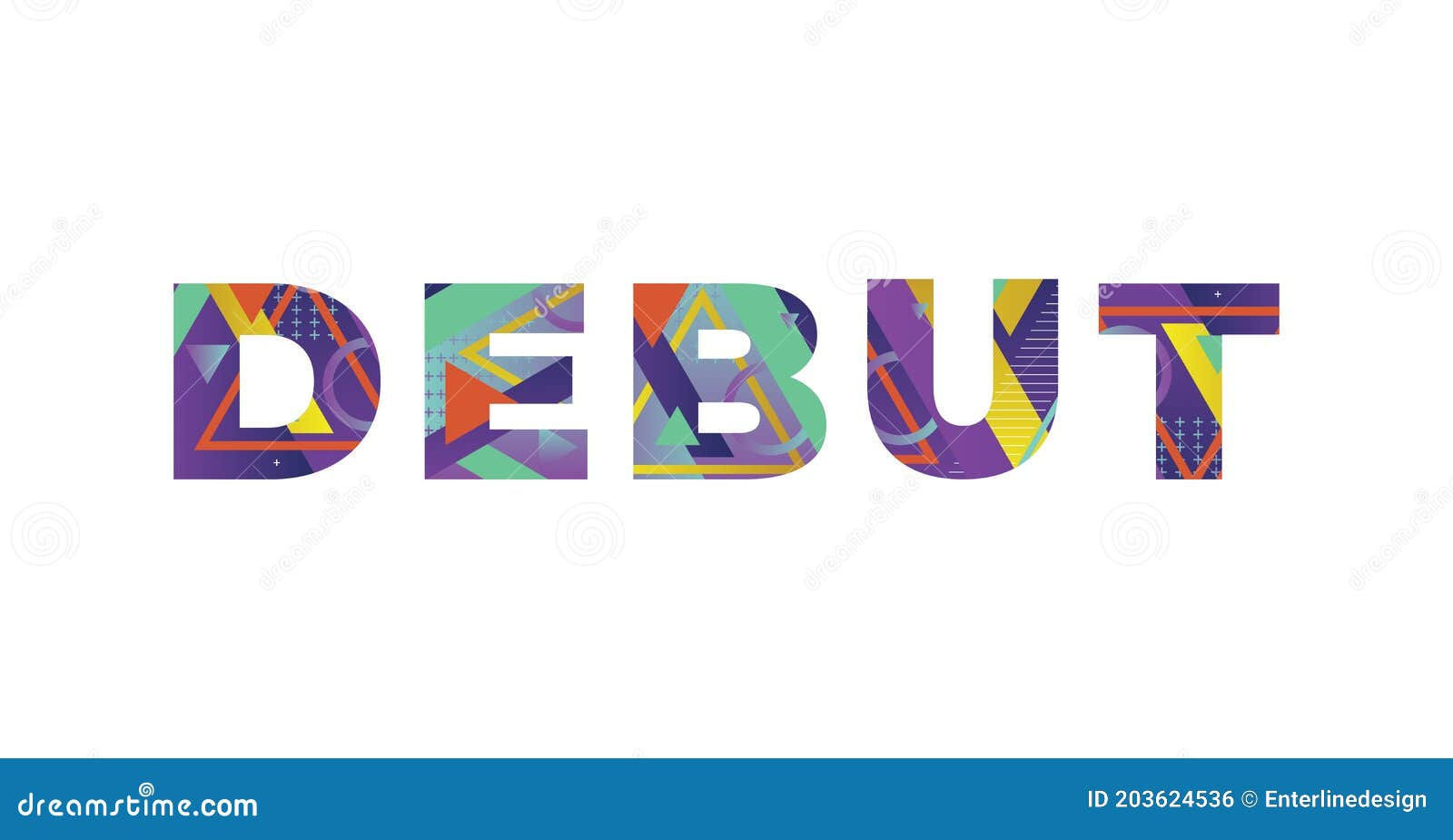 Wallpaper #nWdA85IBSpphPi3-JnTg80 Debut Concept Retro Colorful Word Art Illustration Stock Vector