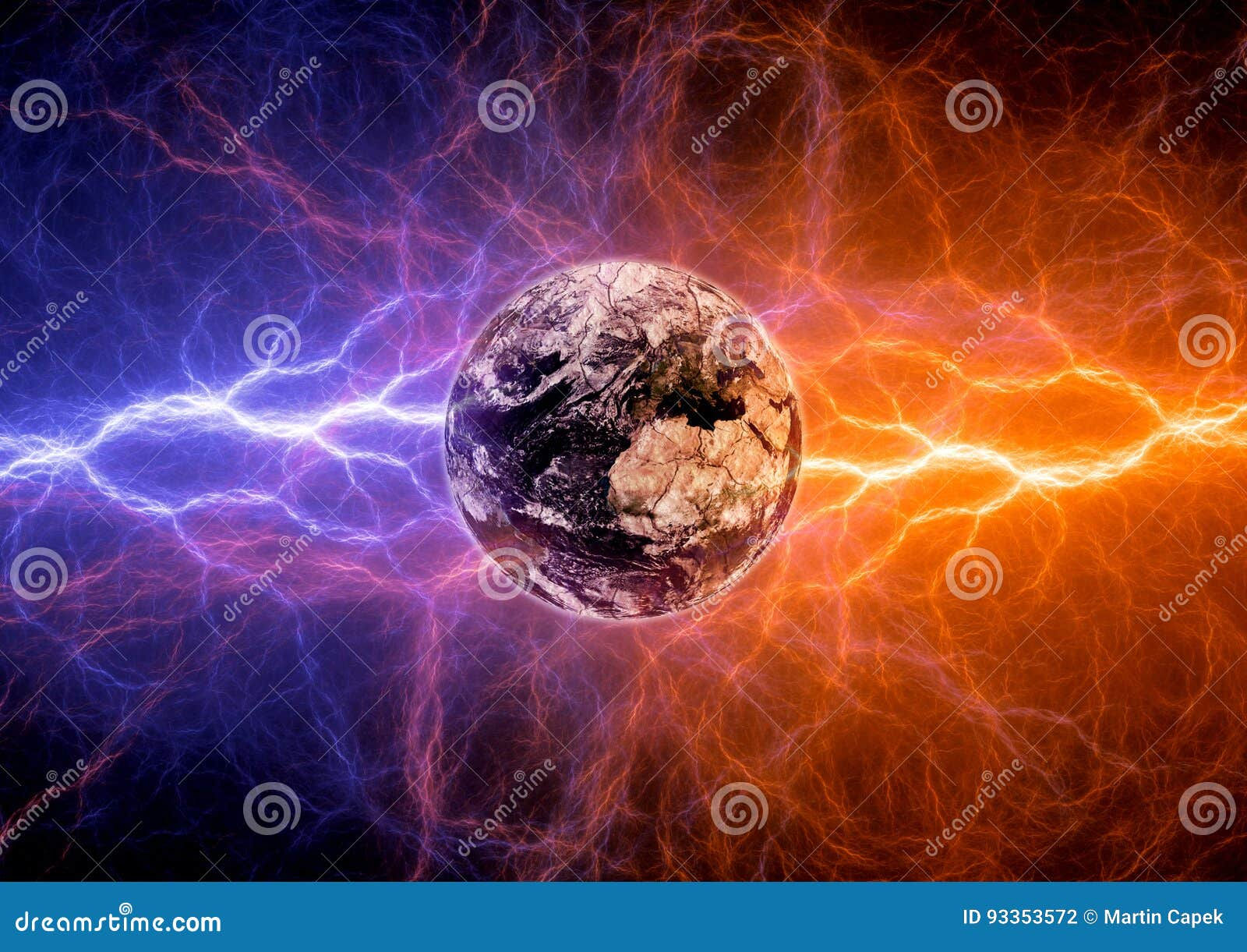 Wallpaper #uGeq85IBSpphPi3-JHaQ246 Earth Apocalypse in the Fire and Ice Lightnings Stock Illustration