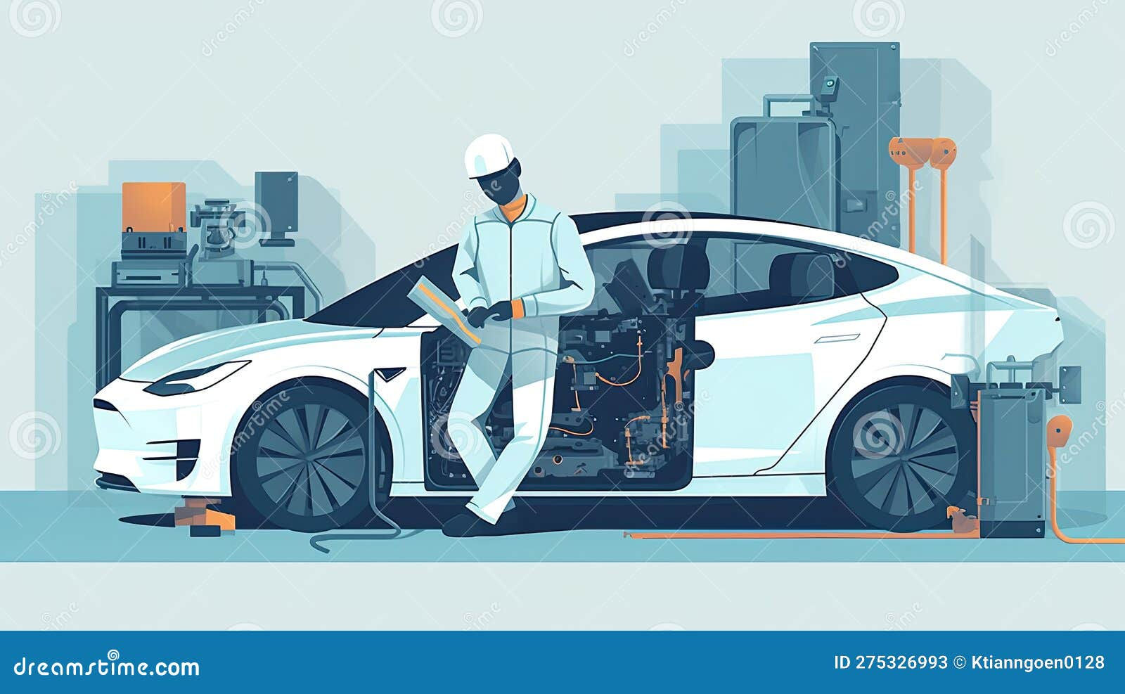 Wallpaper #d2dADpMBSpphPi3-yOmh84 Electric Vehicle Ev Engineer Wear Full Sefety Equipment Working on
