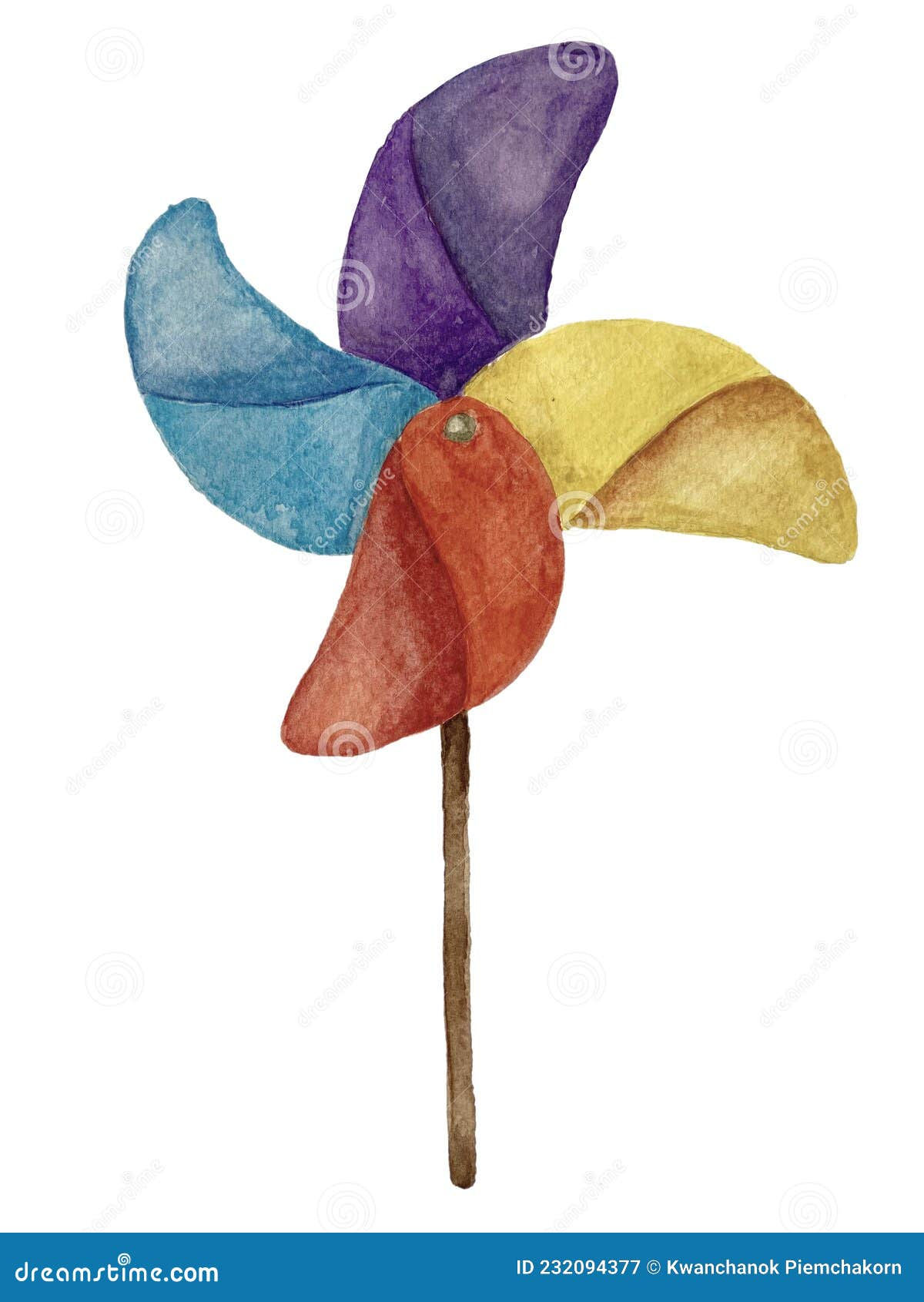 Wallpaper #fmcp65IBSpphPi3-I0r2296 Watercolor Painting of Rainbow Color Pinwheel Isolated on White