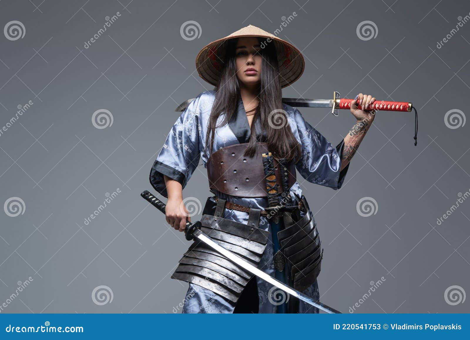 Wallpaper #gkA2MZMBJhL2WPbaCsWi39 Woman Samurai Dressed in Armored Kimono with Katana Stock Image Image