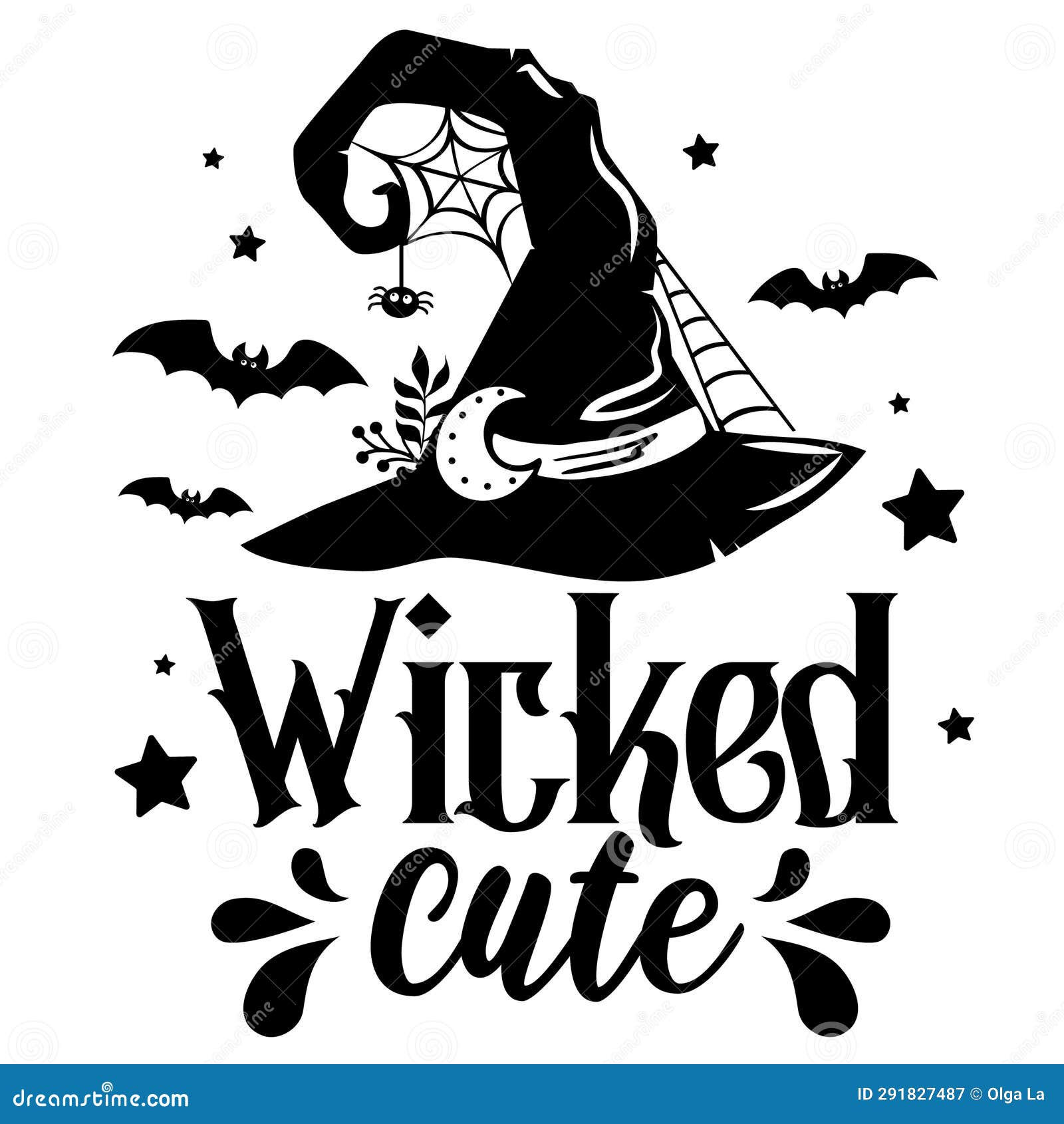 Wallpaper #zqkWiJcBxbDgA0Rl1O5S41 Wicked Cute Halloween Vector Illustration Spooky Quote with Witch Hat
